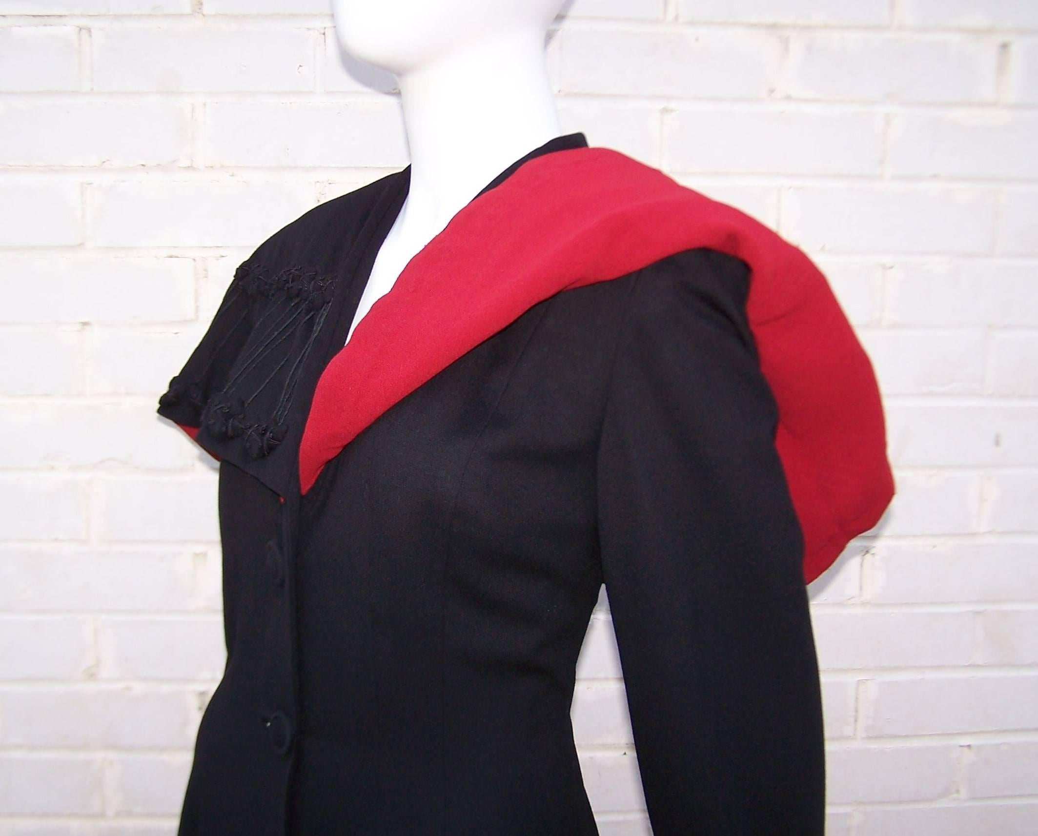 1940's Eisenberg Victorian Style Capelet Princess Coat In Excellent Condition In Atlanta, GA