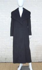 Austere 1990's Tse Charcoal Gray Cashmere Coat With Shawl Style Capelet