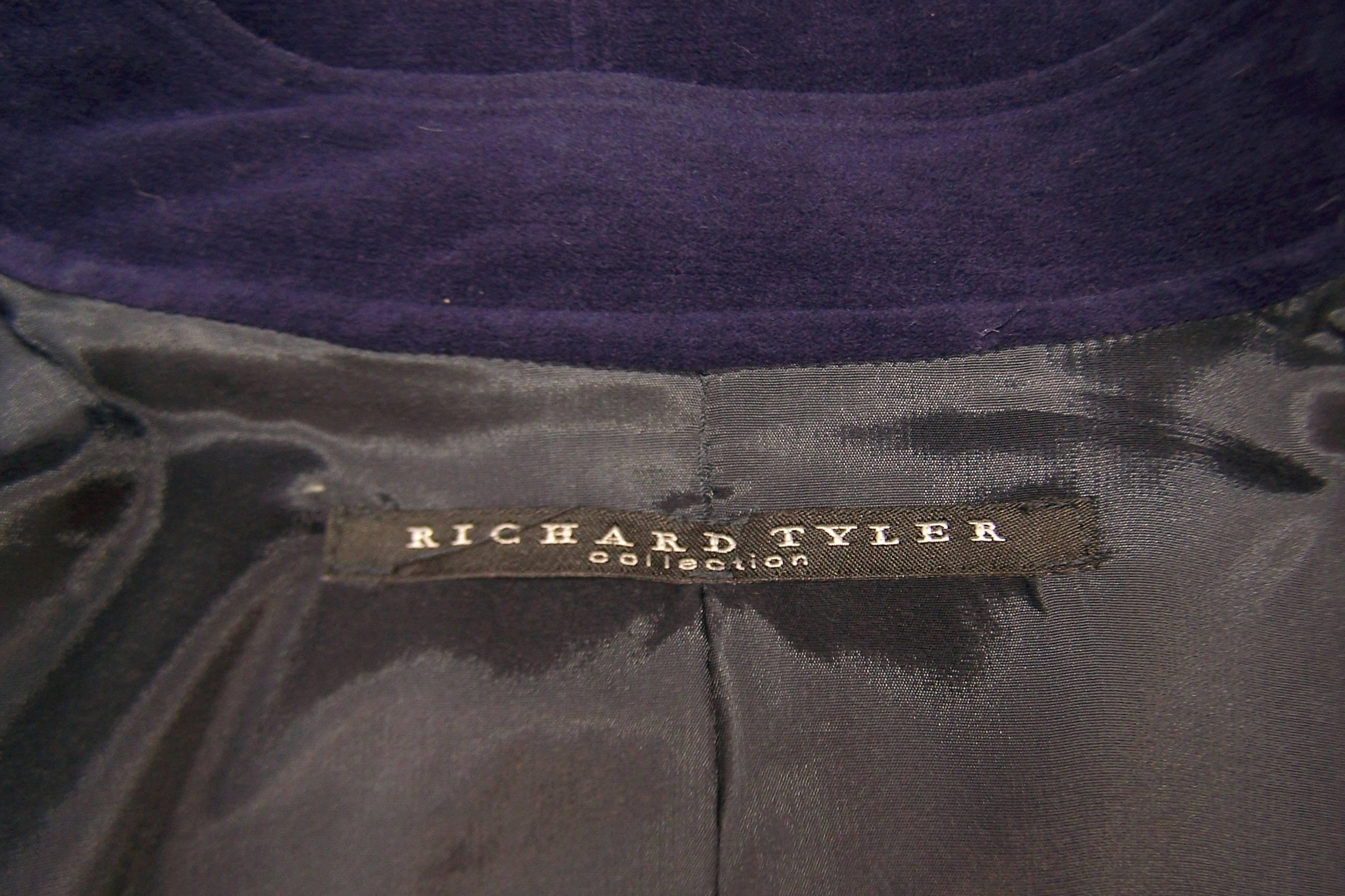 1990's Richard Tyler Blue Velvet Suit With Cafe Racer Jacket  4