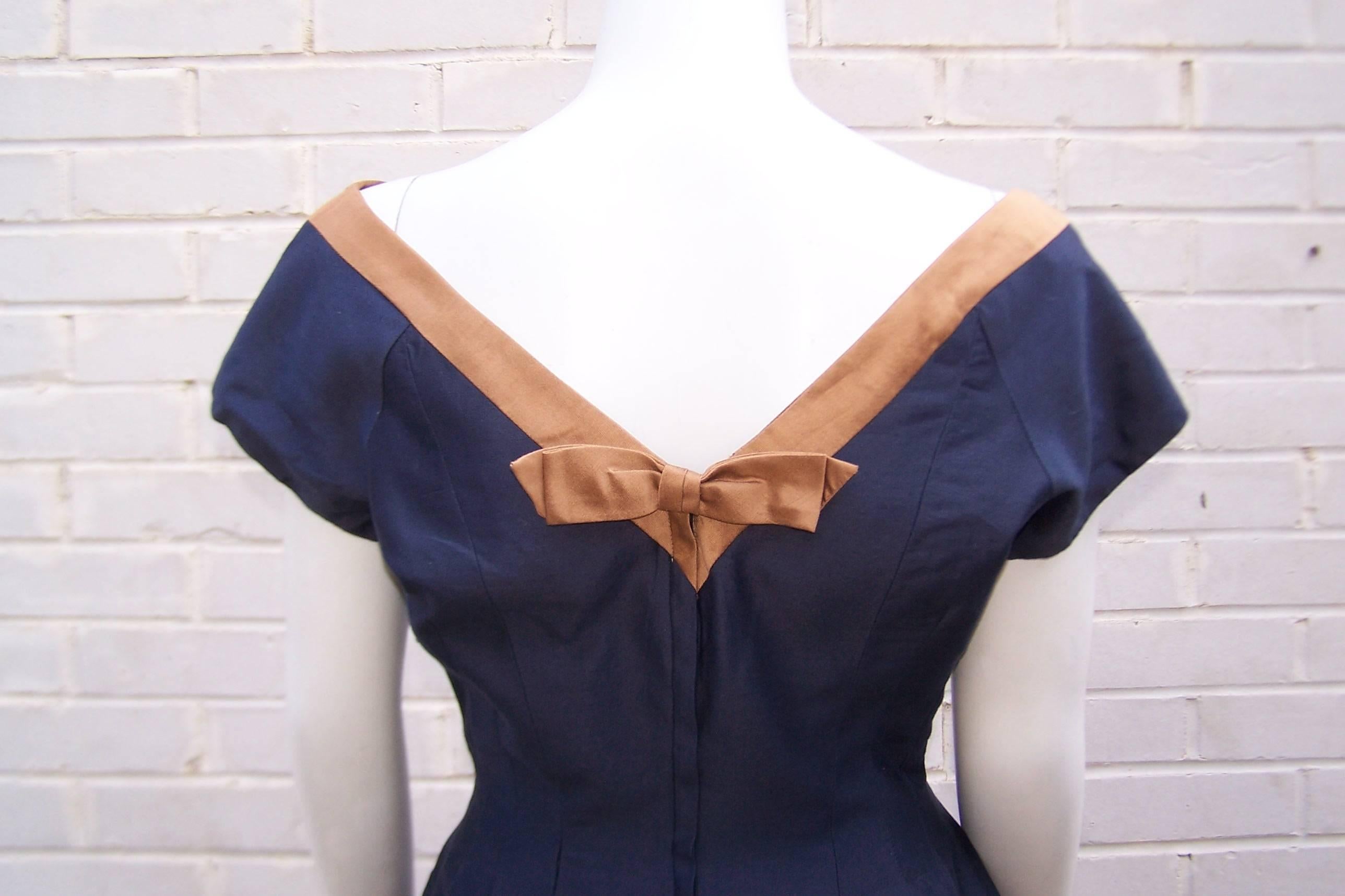 Classic 1950's Reich Original Navy Blue Full Skirted Party Dress 3