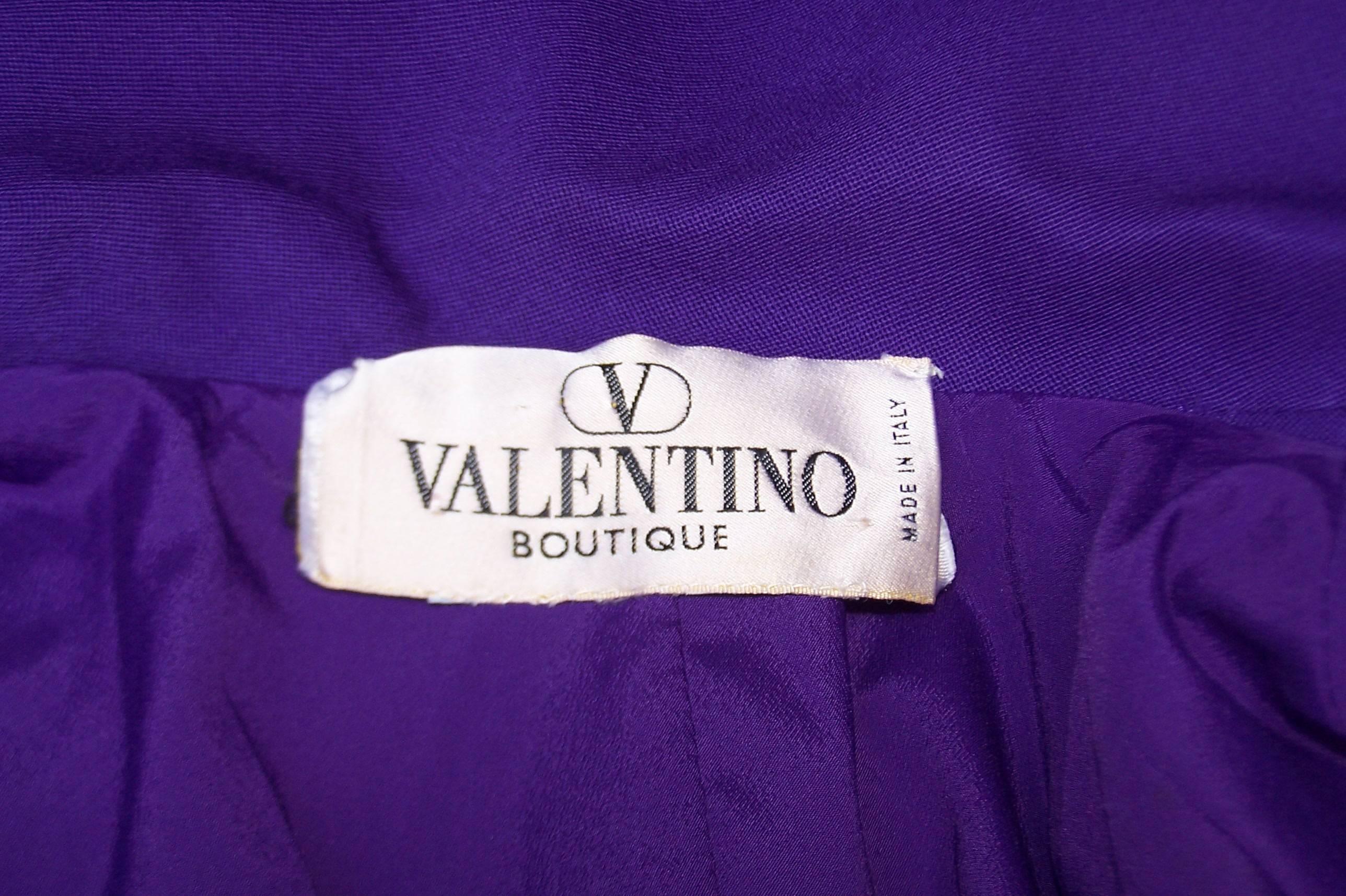 C.1990 Valentino Purple Skirt Suit With Stylized Peplum Jacket 3