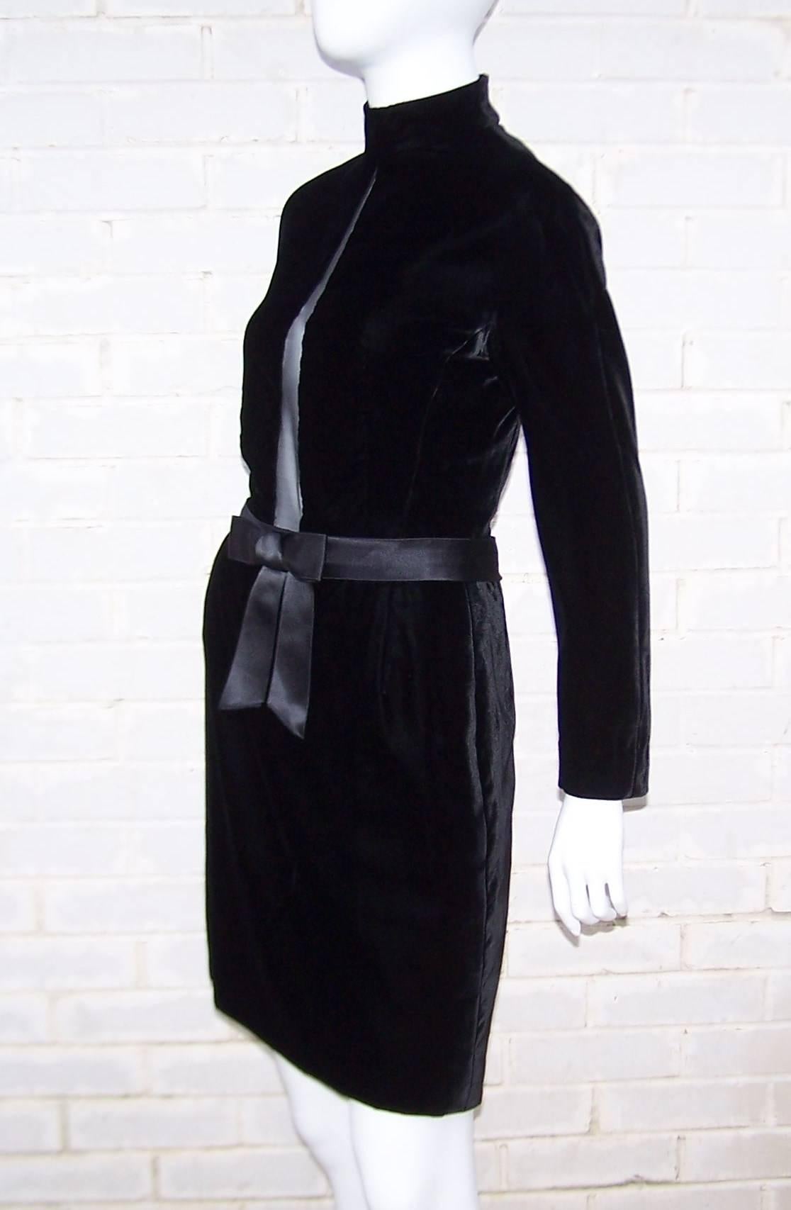 Black Mod 1980's Genny Peek-A-Boo Plunge Velvet Dress