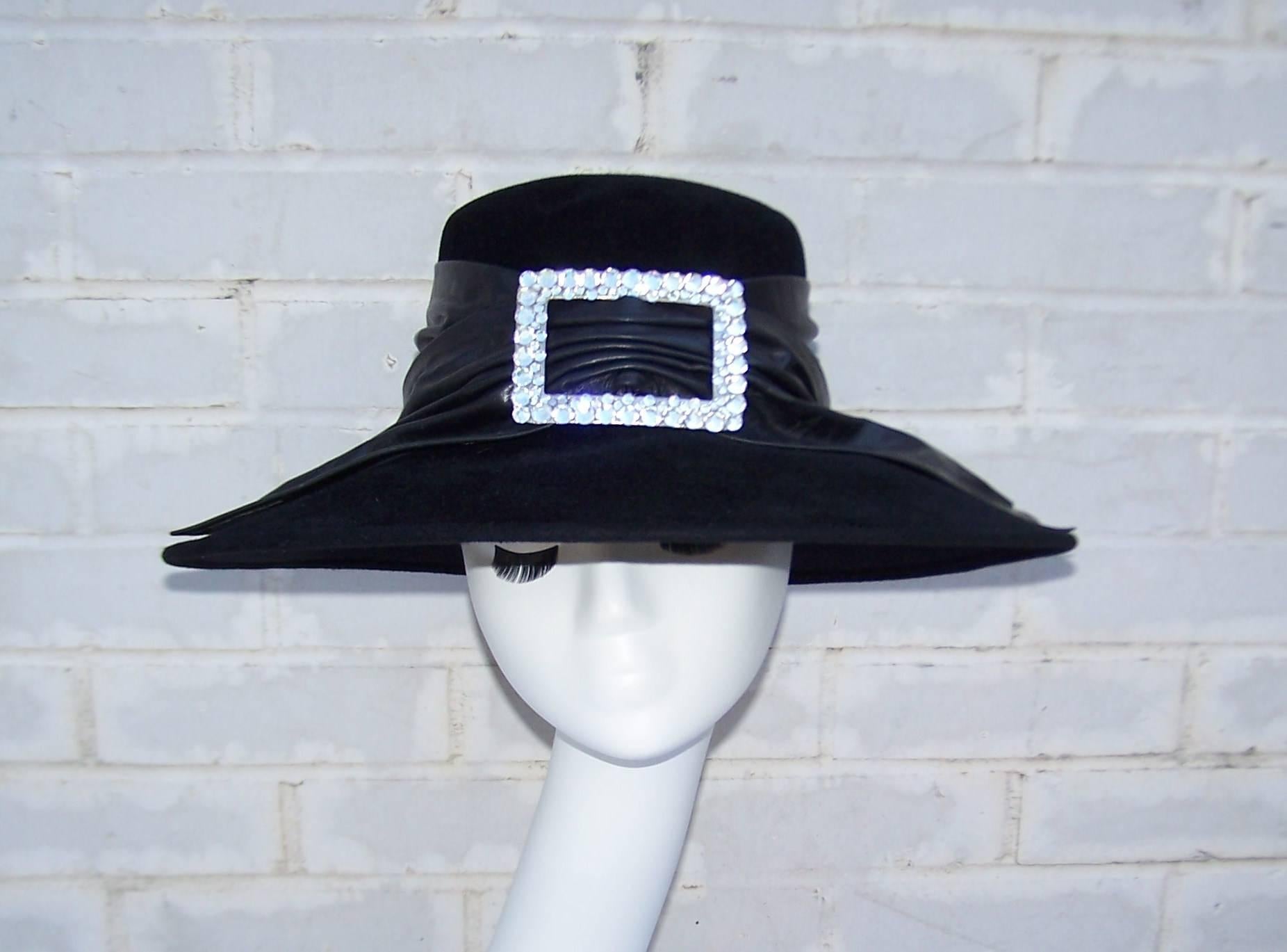 C.1990 Gabriel Amar For Frank Olive Wide Brimmed Pilgrim Style Hat In Excellent Condition In Atlanta, GA
