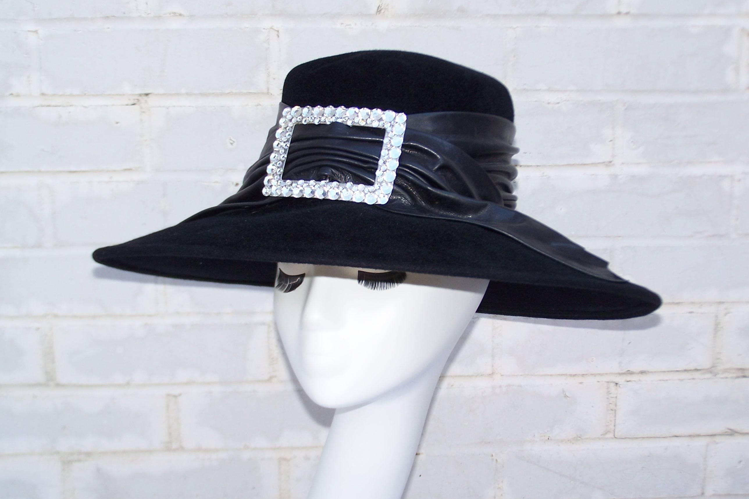 C.1990 Gabriel Amar For Frank Olive Wide Brimmed Pilgrim Style Hat 1