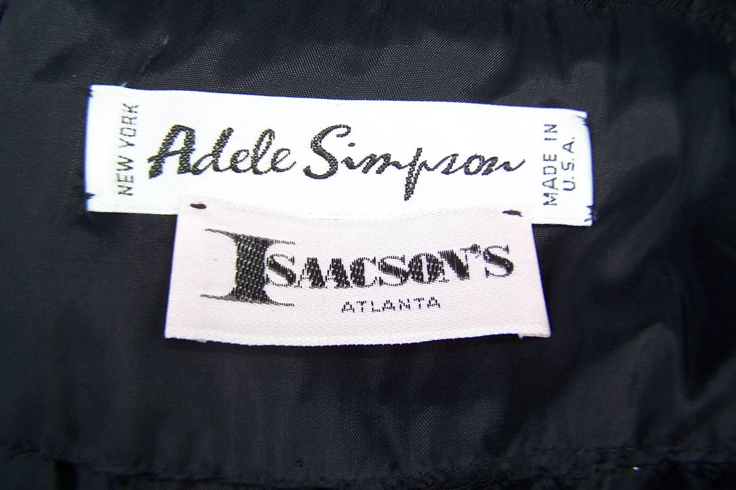 Adele Simpson Black Silk Cocktail Dress With Lace Bodice, C.1980 For Sale 3