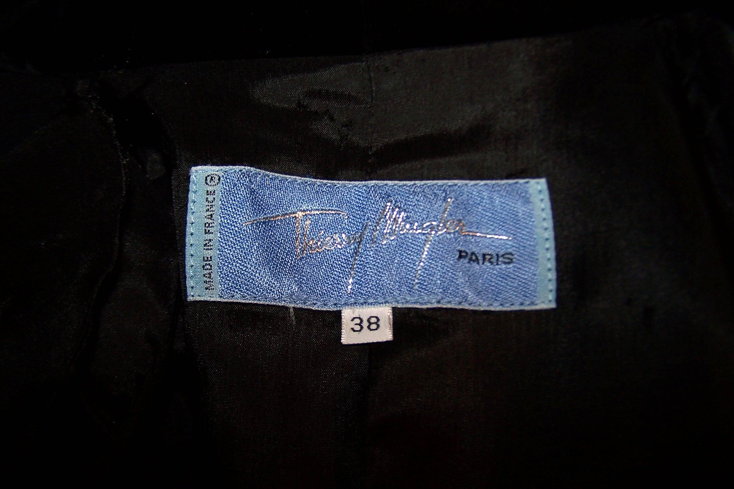 1980's Thierry Mugler Black Evening Suit With Velvet & Netting Details 6