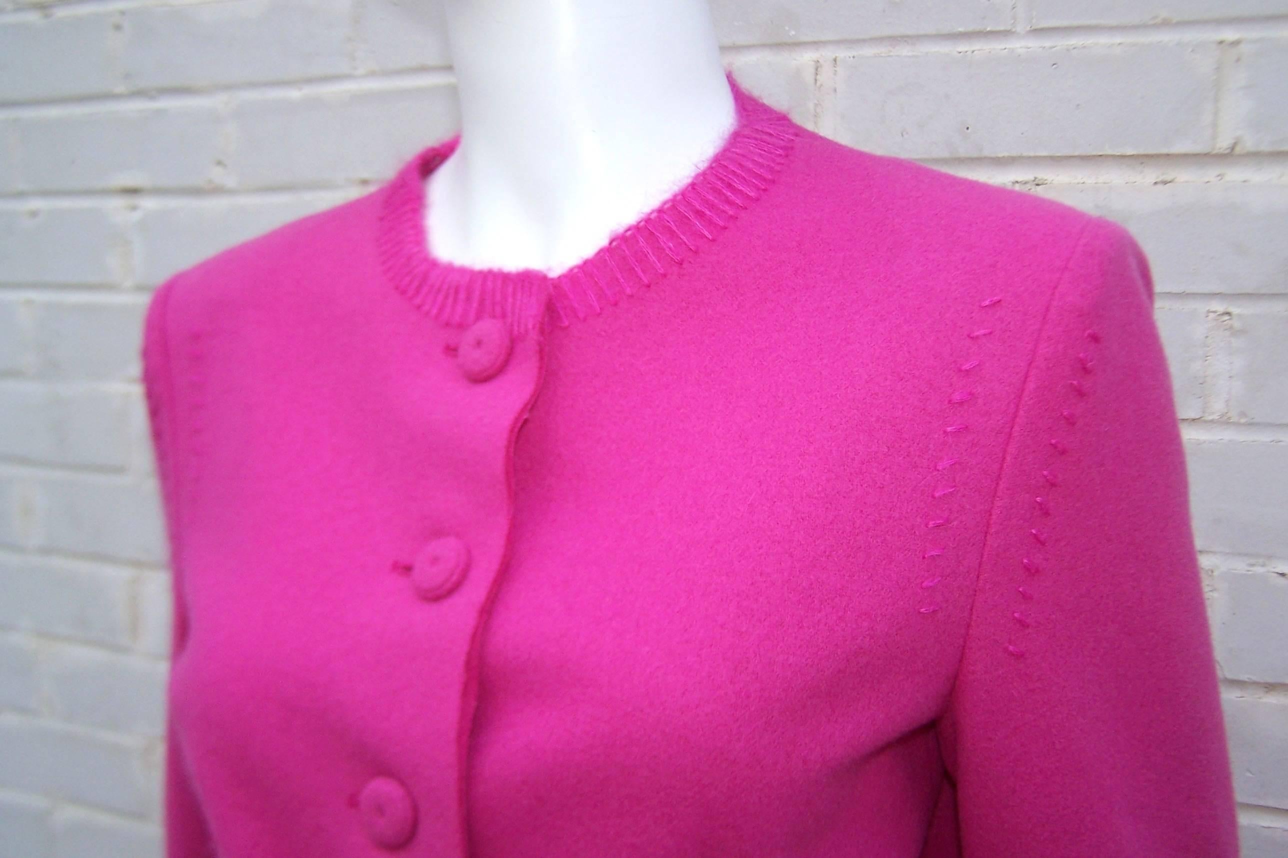 Hot Pink Moschino Wool Felt Jacket With Deconstructed Details 3