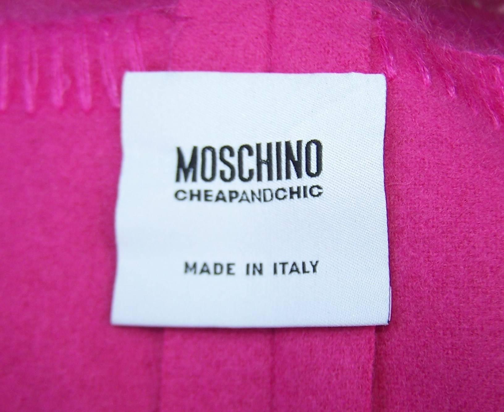Hot Pink Moschino Wool Felt Jacket With Deconstructed Details 5