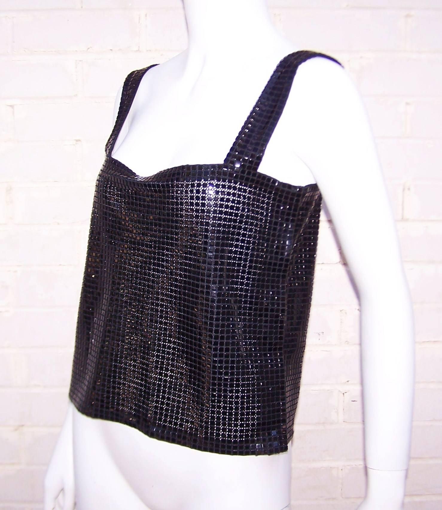 1980's Krizia Space Age Black Mesh Disco Top 2