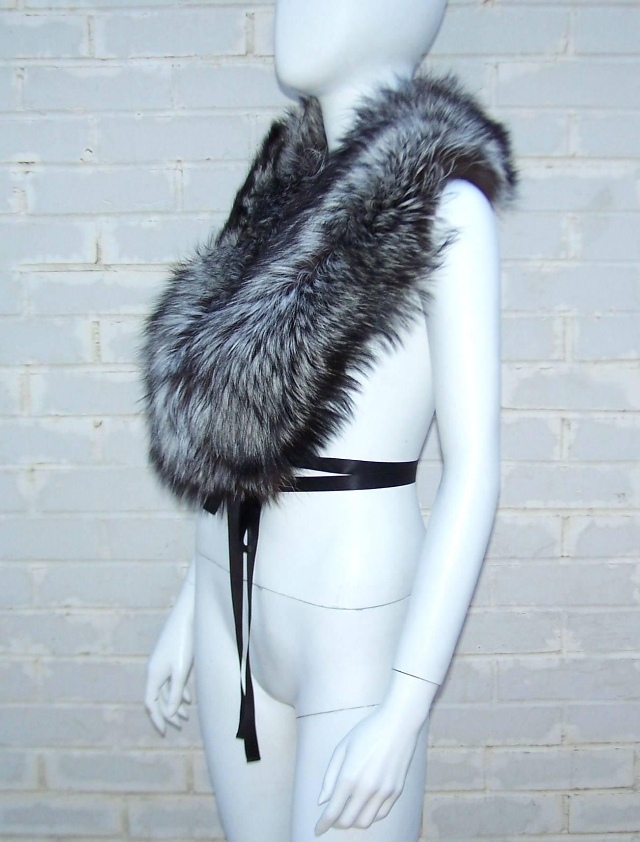 Women's Lush 1990's Silver Tip Fox Fur Wrap Collar