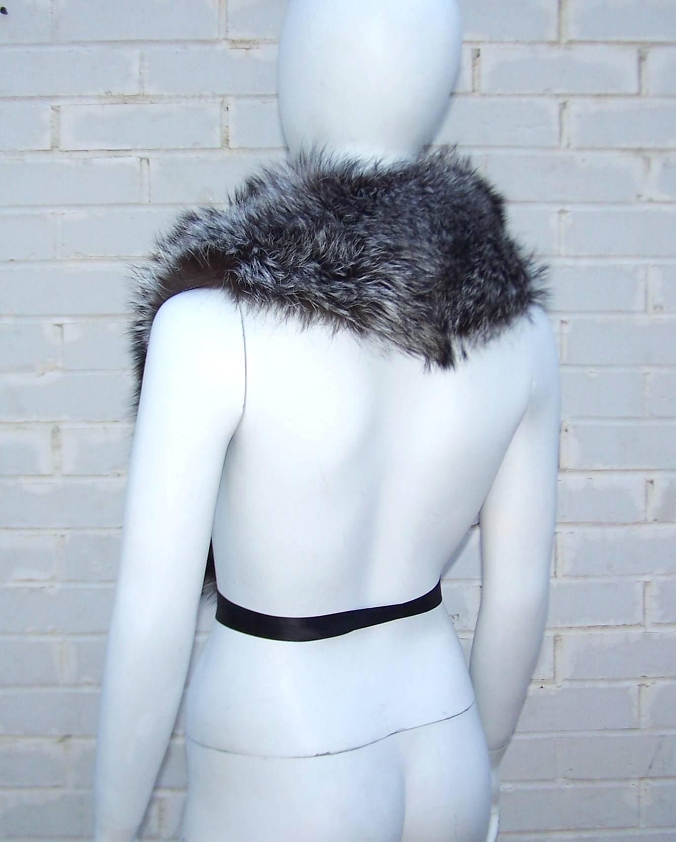 Lush 1990's Silver Tip Fox Fur Wrap Collar 1