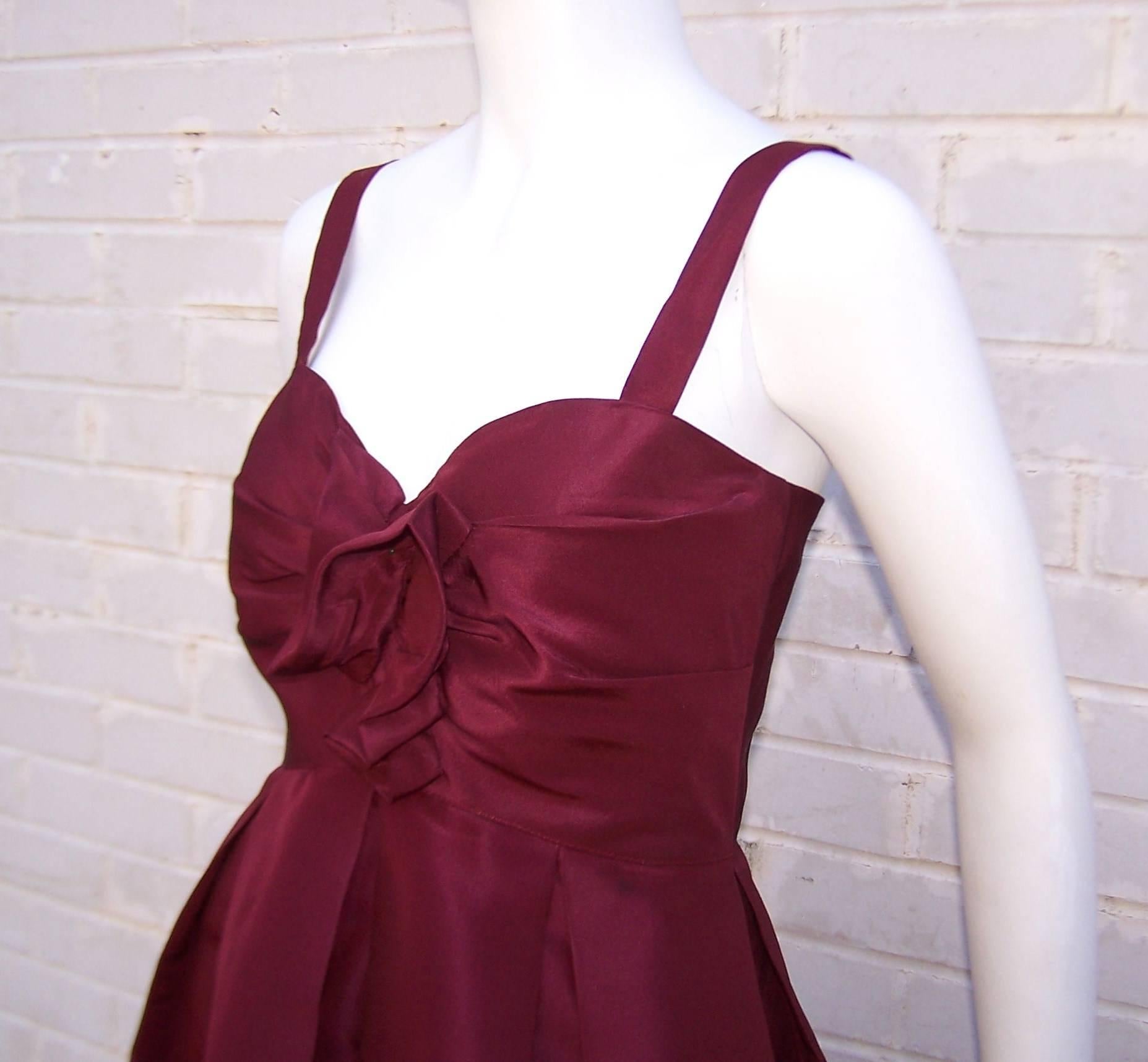 Oscar de la Renta Aubergine Silk Taffeta Dress C.2000 2