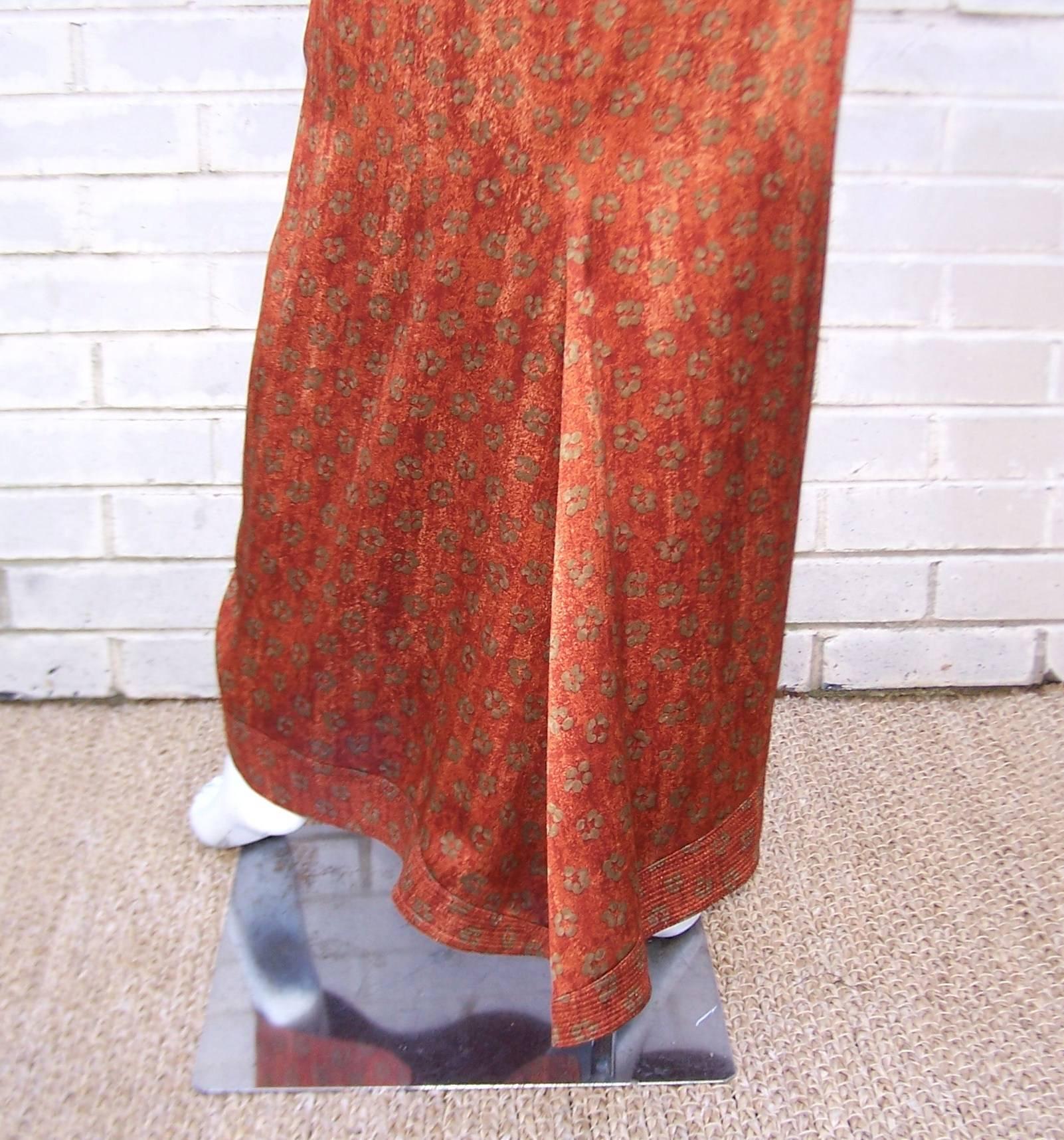Tall & Slender 1980's Copper Brown Silk Evening Gown With Modified Train  6