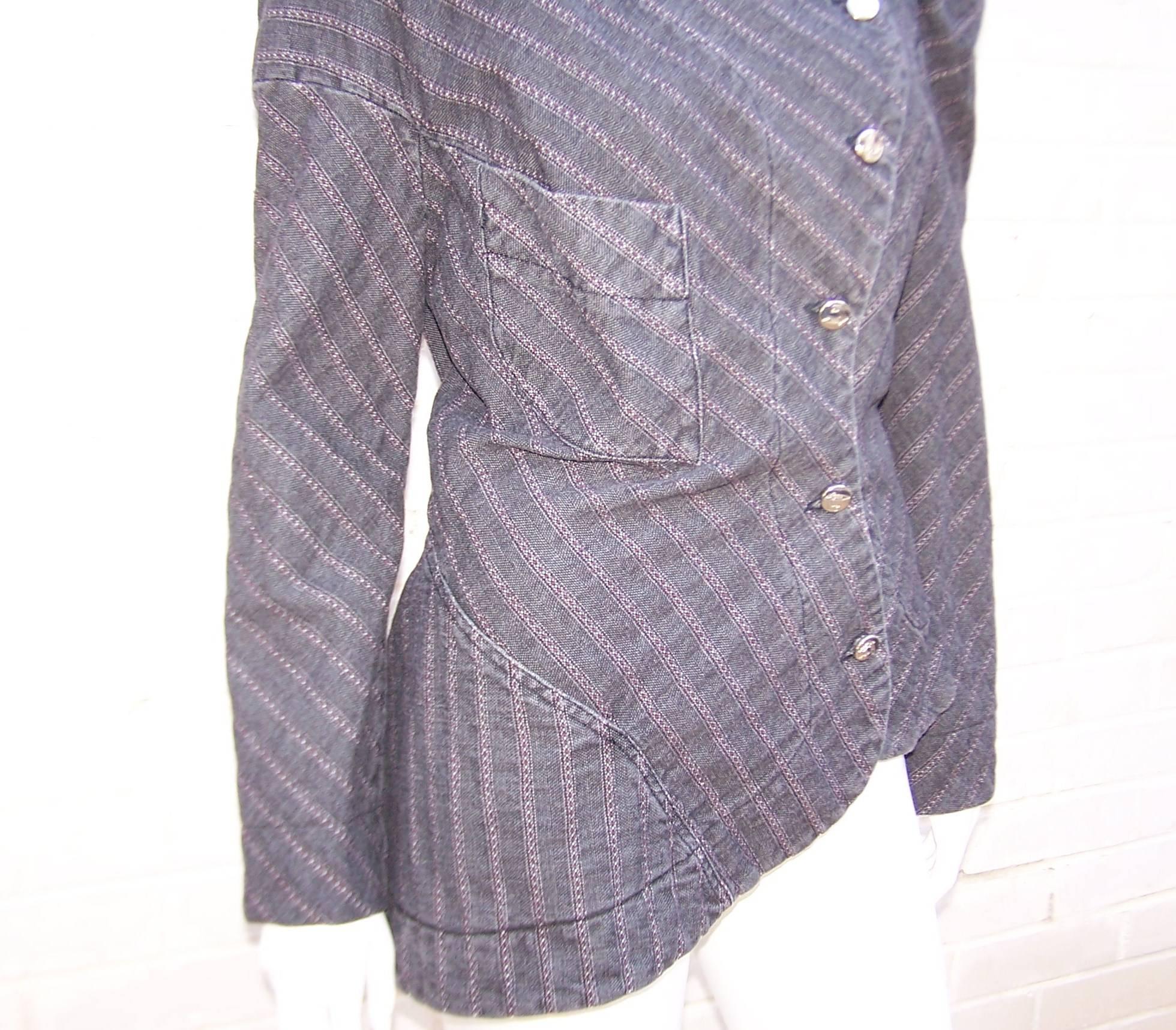 Women's 1990's Vivienne Westwood Anglomania Charcoal Denim Asymmetrical Jacket