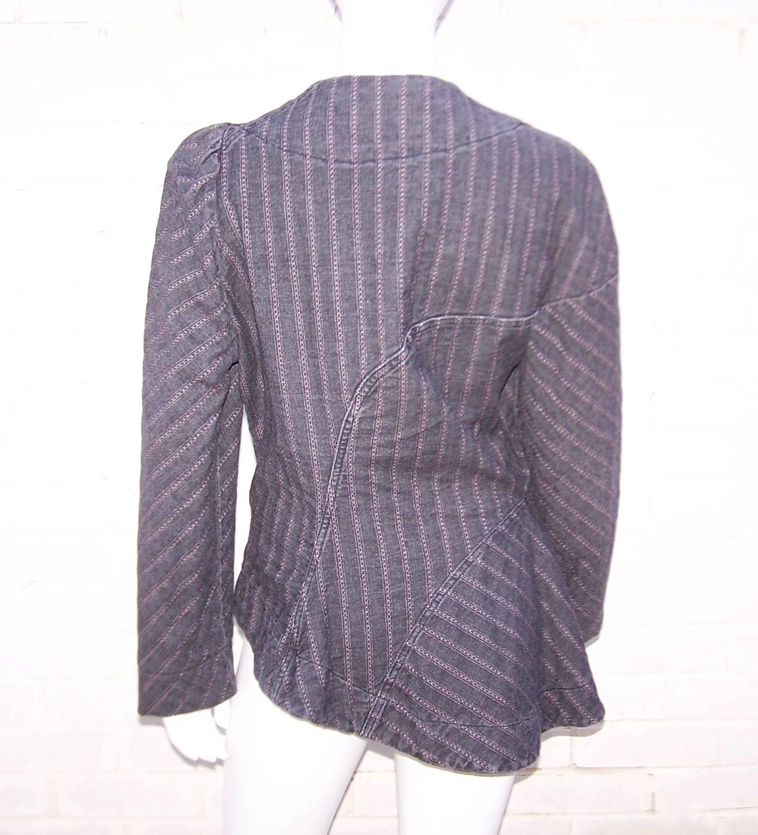 1990's Vivienne Westwood Anglomania Charcoal Denim Asymmetrical Jacket 1