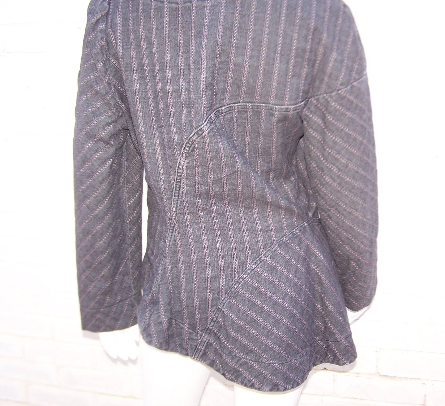 1990's Vivienne Westwood Anglomania Charcoal Denim Asymmetrical Jacket 2