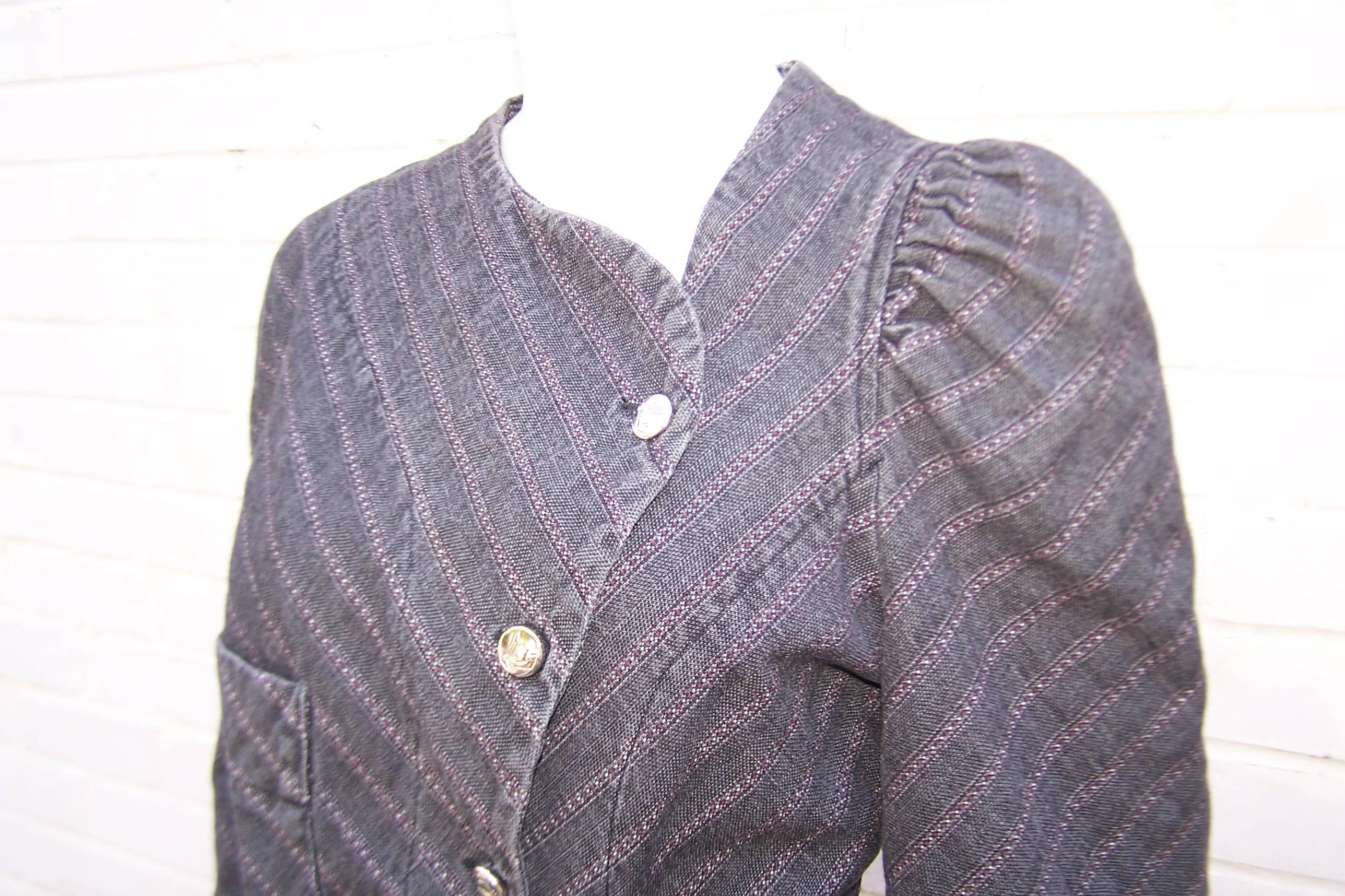 1990's Vivienne Westwood Anglomania Charcoal Denim Asymmetrical Jacket 3