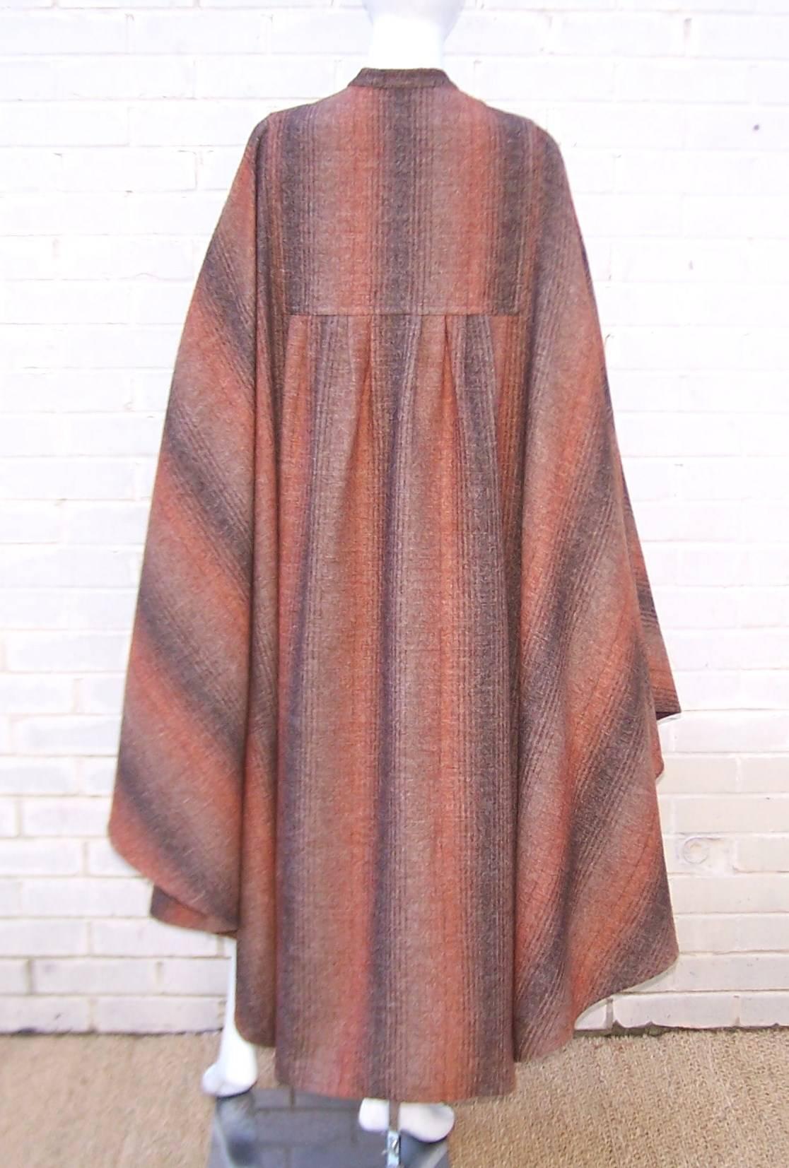 Women's 1970's Lanvin Haute Couture Autumnal Wool Tweed Cape
