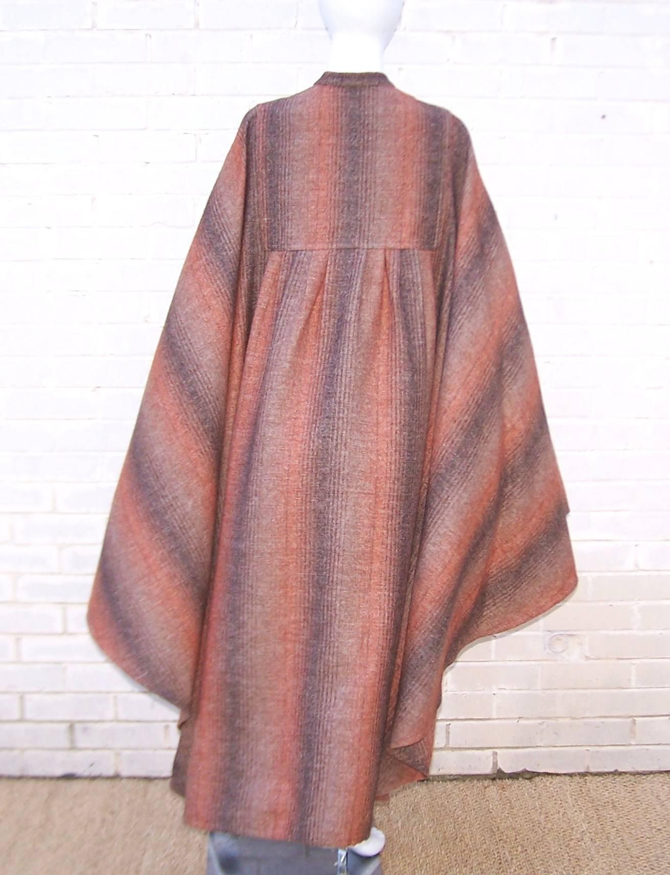 1970's Lanvin Haute Couture Autumnal Wool Tweed Cape 1
