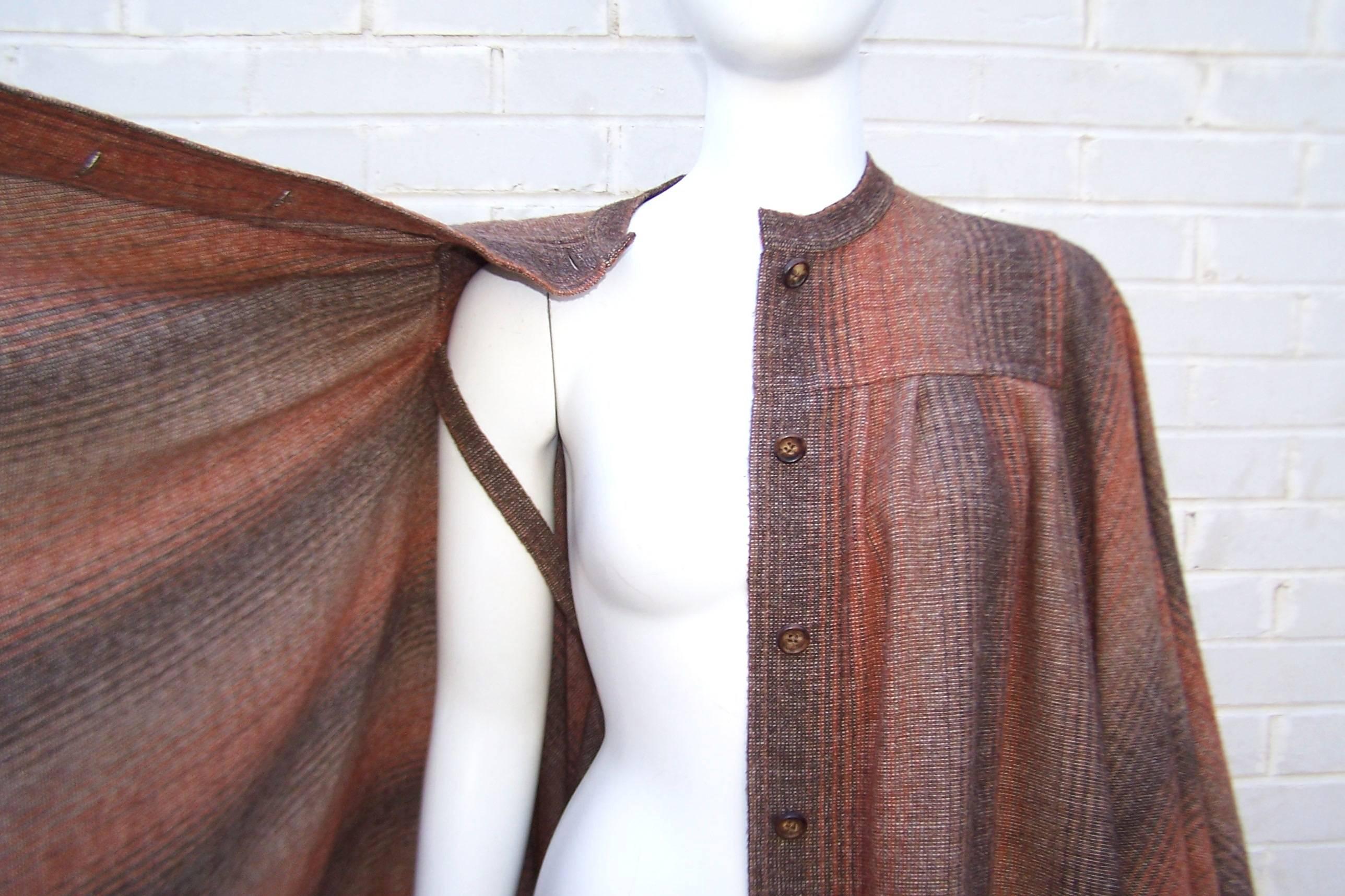 1970's Lanvin Haute Couture Autumnal Wool Tweed Cape 3