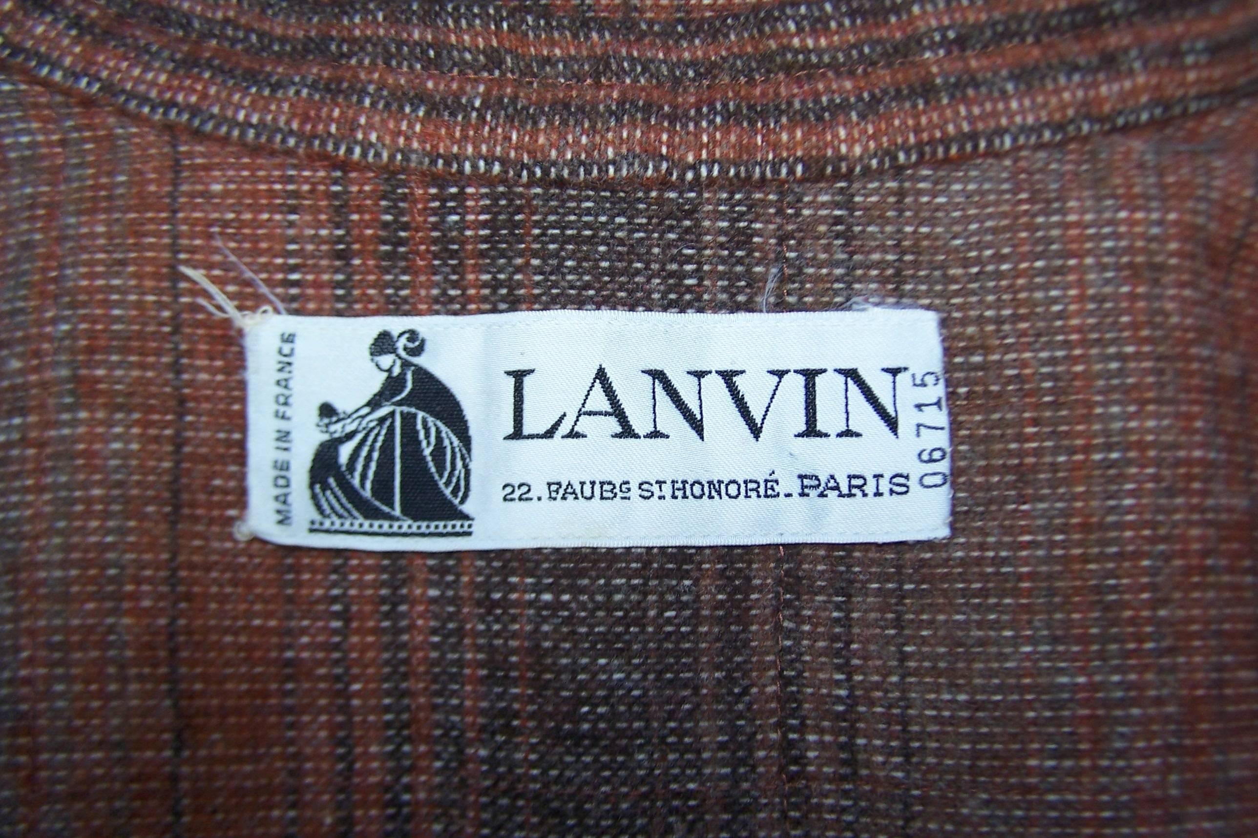 1970's Lanvin Haute Couture Autumnal Wool Tweed Cape 5