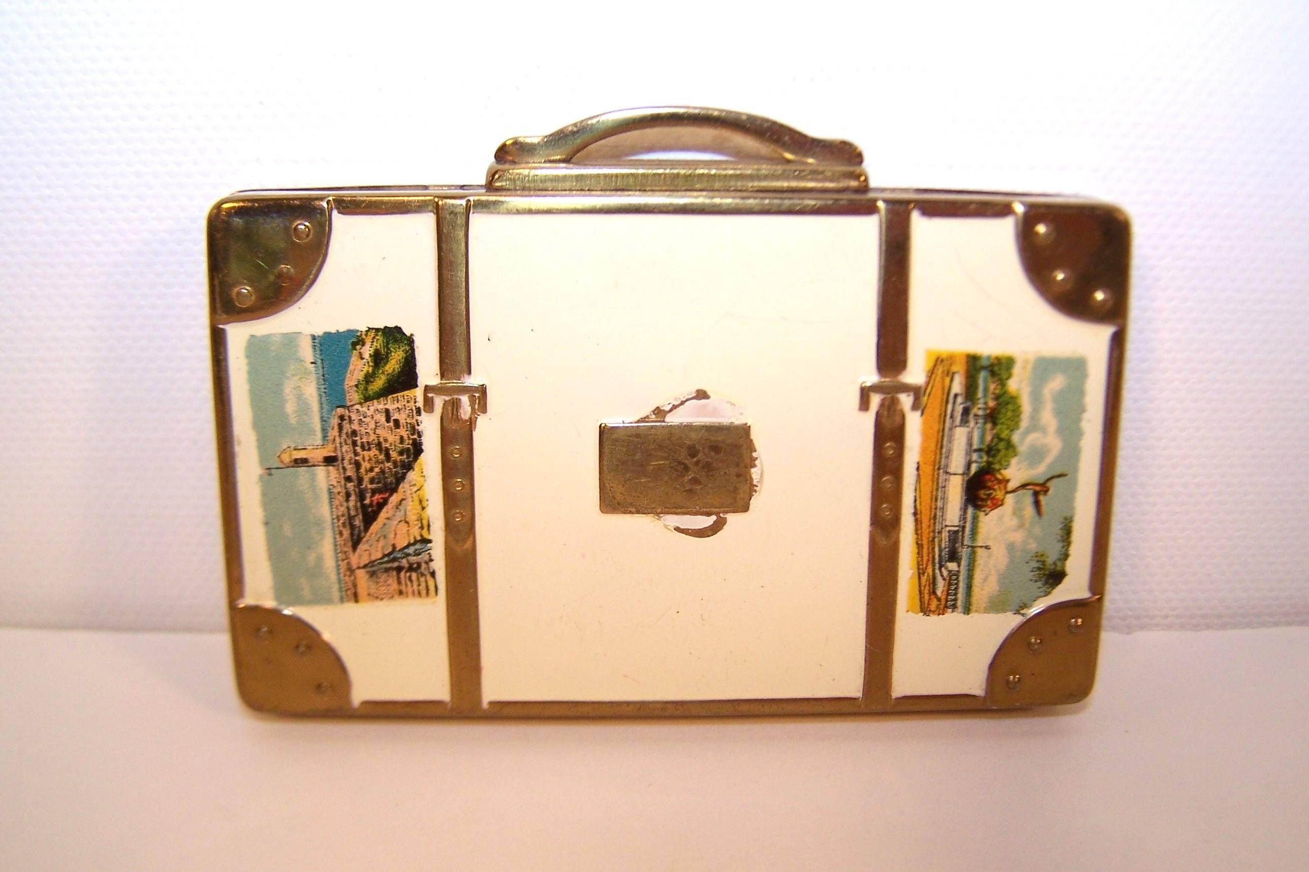 Women's Whimsical 1940's Miniature Suitcase Powder Compacts