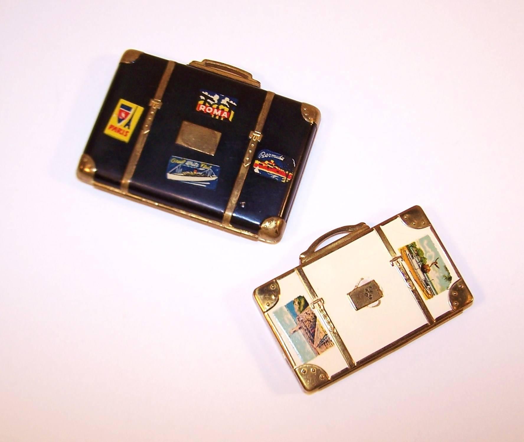 Whimsical 1940's Miniature Suitcase Powder Compacts 4