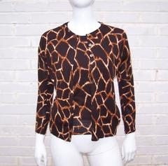 1990's Dolce & Gabbana Giraffe Animal Print Silk Knit Sweater Set