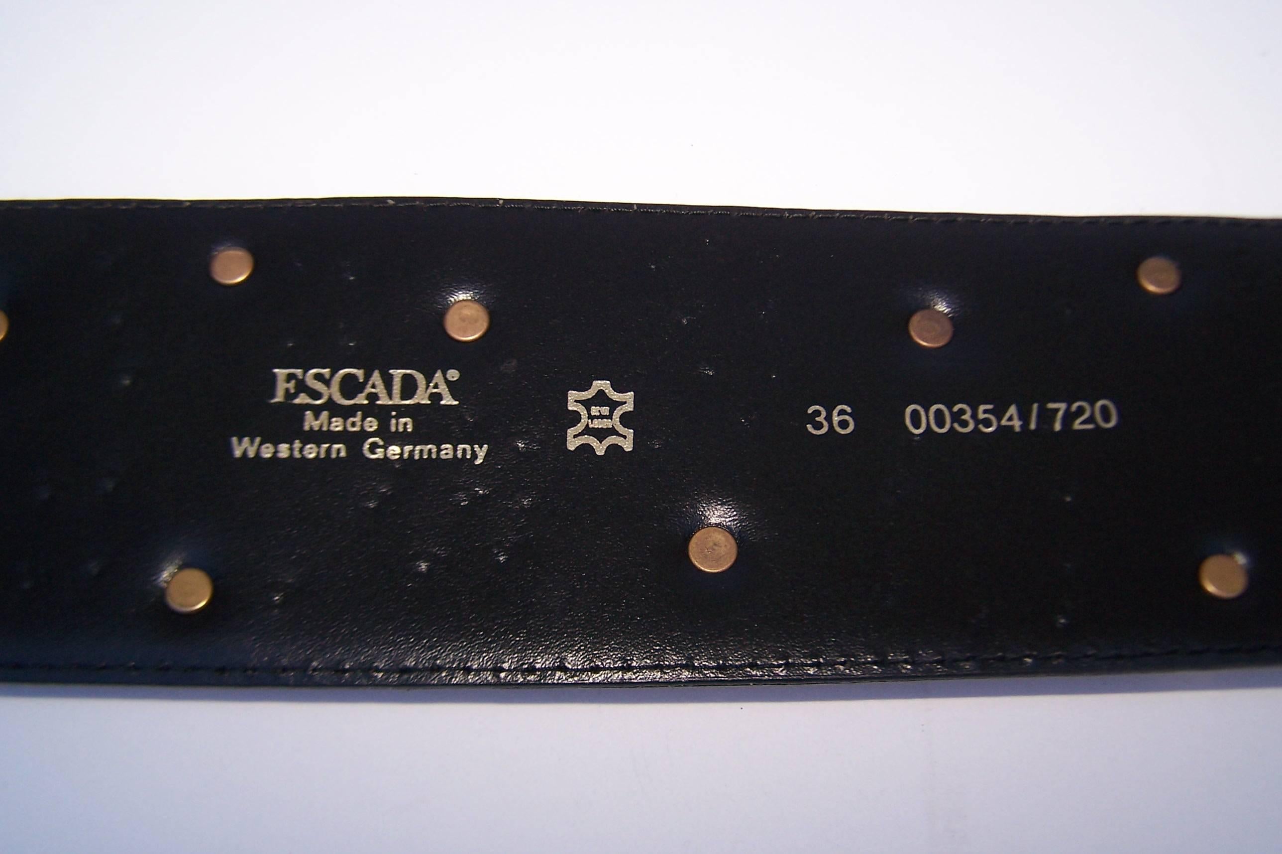 Escada Wide Leather Belt With Studs, 1980's For Sale 4