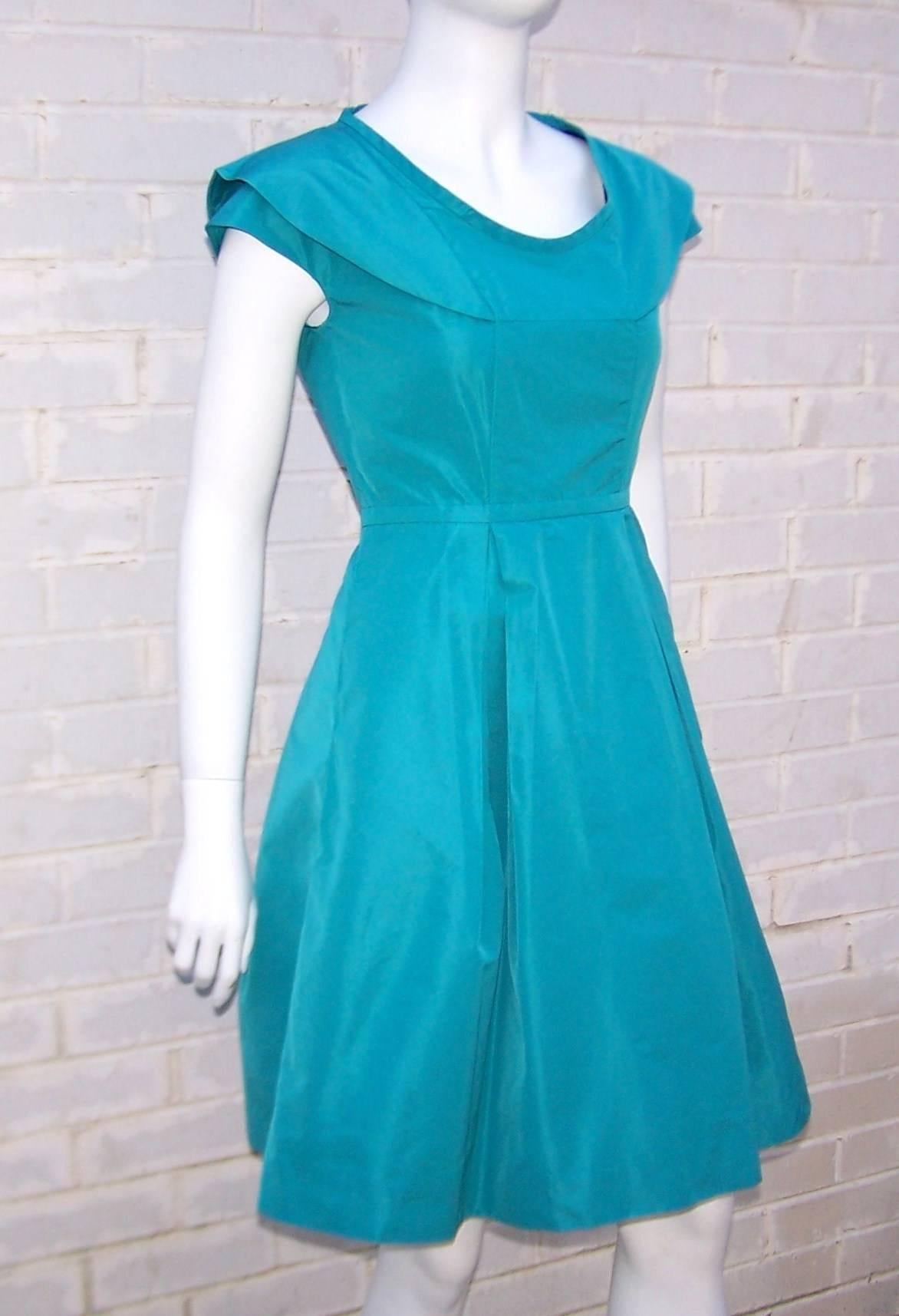 Girlish Miu Miu Aqua Blue Taffeta Party Dress  2