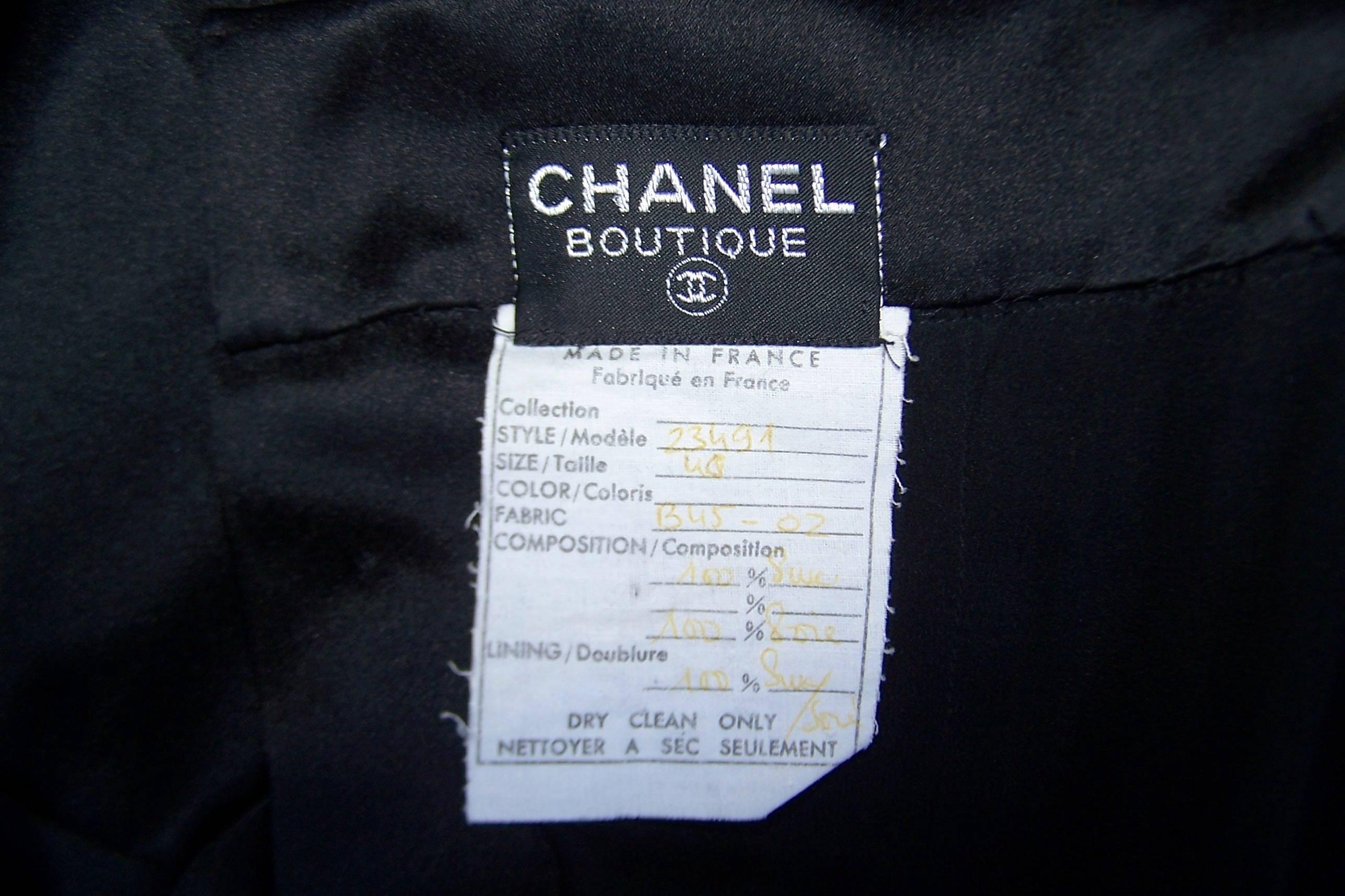 Fun & Flirty 1980's Chanel Boutique Black Silk Satin Asymmetrical Strap Dress  4