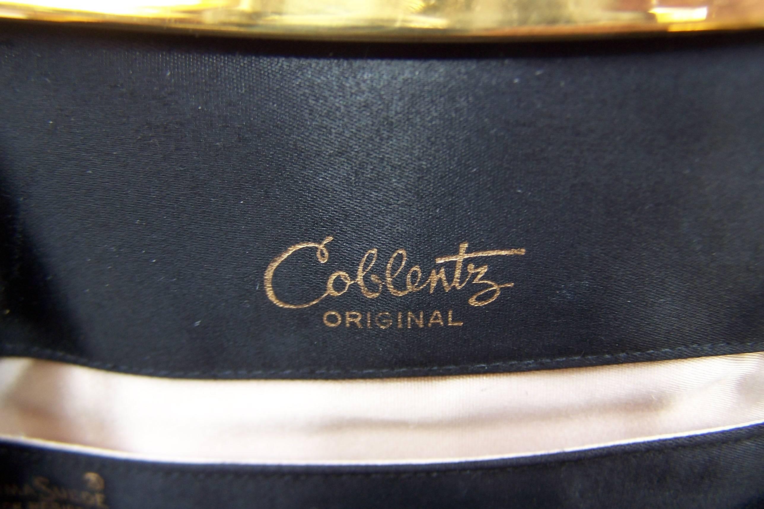 Lovely 1950's Coblentz Black Suede Handbag With Unique Jewelry Style Closure 3