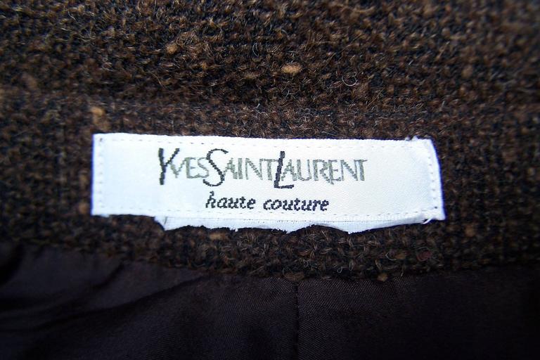 1970's Yves Saint Laurent Nubby Wool Autumnal Brown Tweed Skirt at 1stDibs