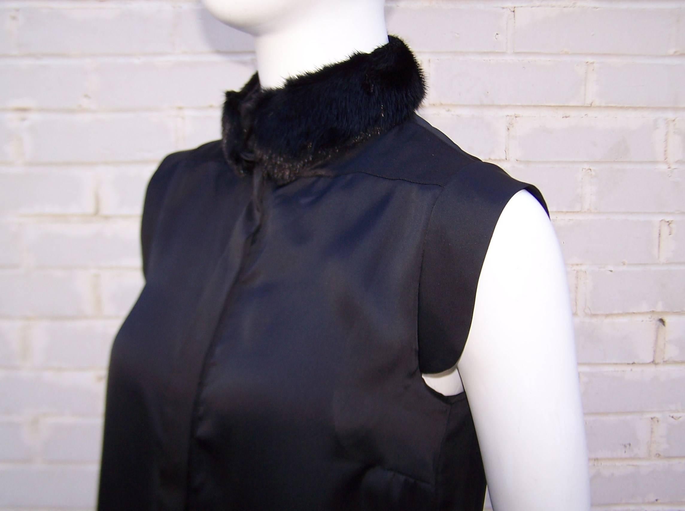 Women's 2014 Riccardo Tisci for Givenchy Black Silk Top With Removable Mink Collar
