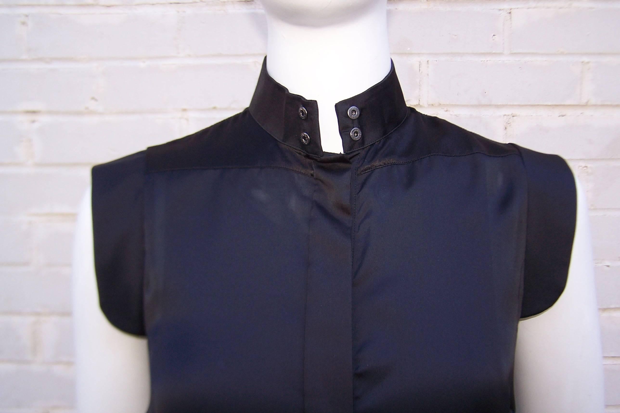 2014 Riccardo Tisci for Givenchy Black Silk Top With Removable Mink Collar 2