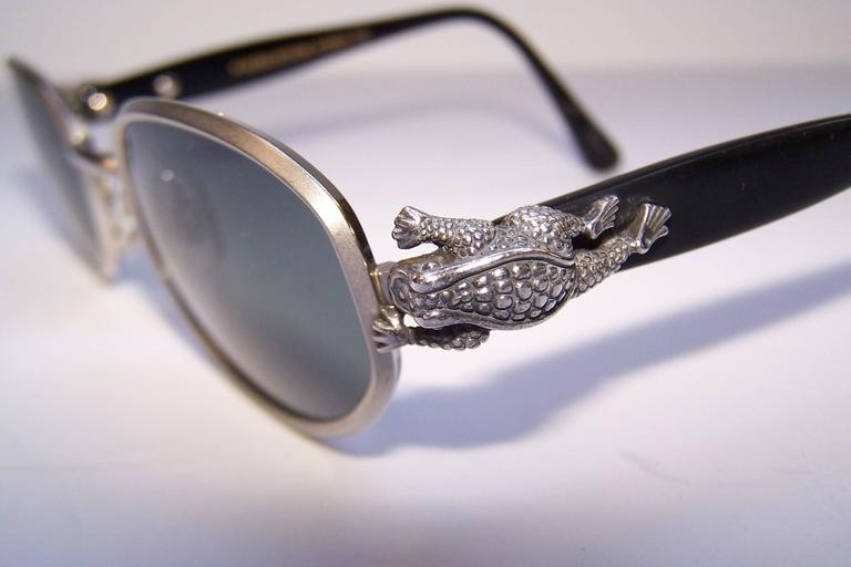 C.1990 Kieselstein-Cord Silver Frog Sunglasses With Gray  display picture 3