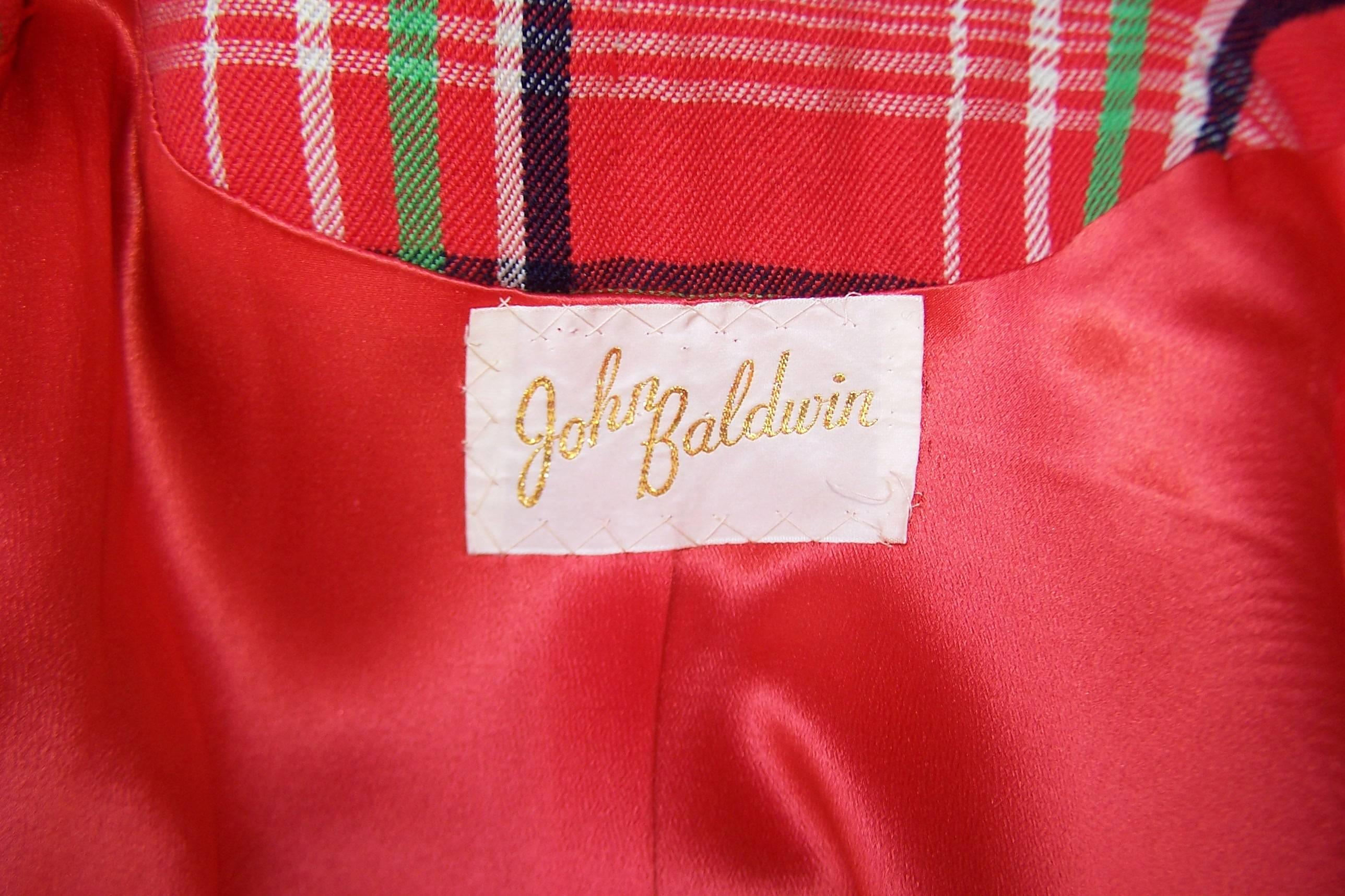 Mod 1960's John Baldwin Plaid Jumper Style Dress With Matching Coat 6