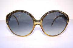 Oversized 1970's Christian Dior Optyl Sunglasses With Gradient Blue Lenses