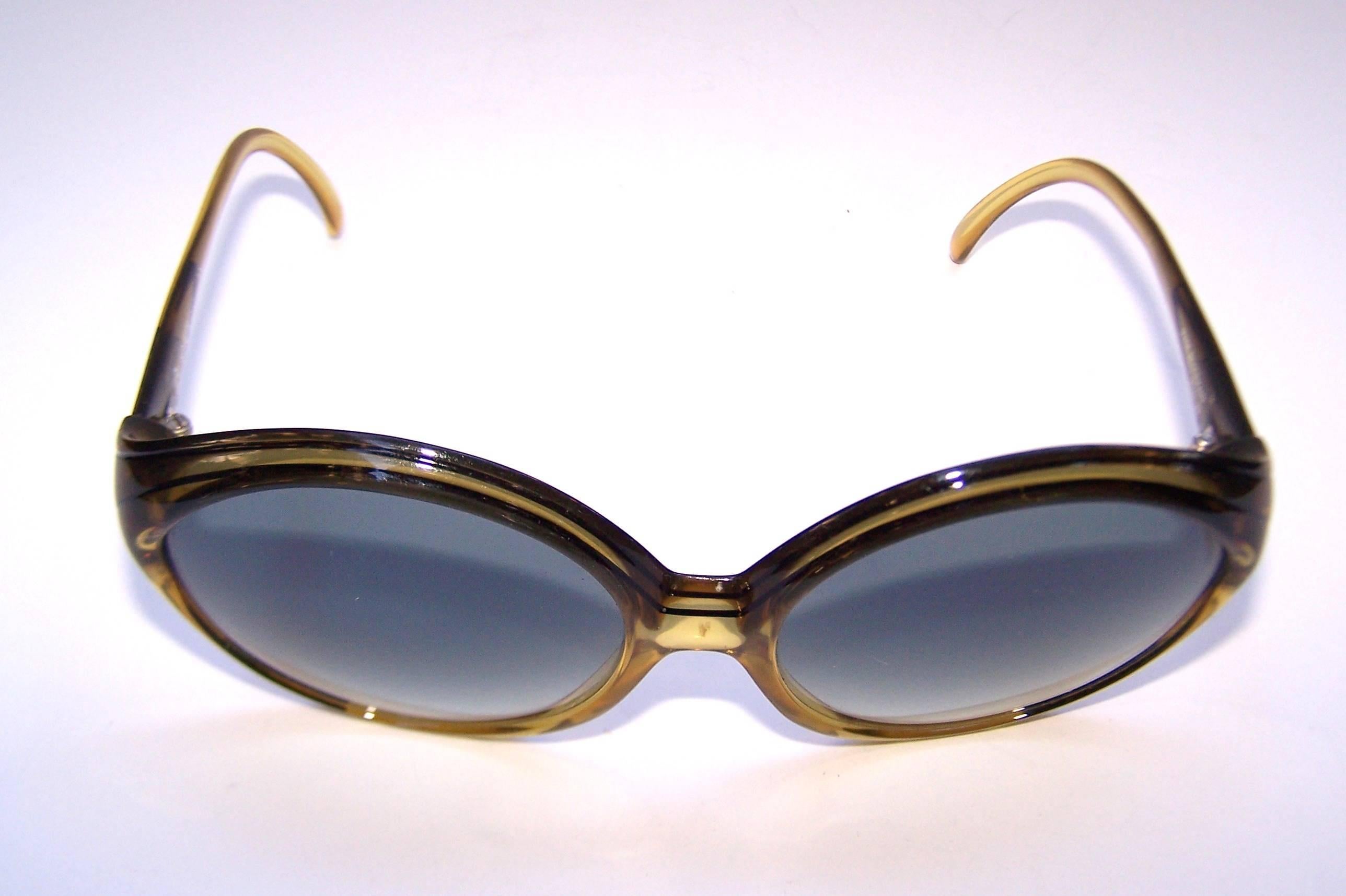 Women's Oversized 1970's Christian Dior Optyl Sunglasses With Gradient Blue Lenses
