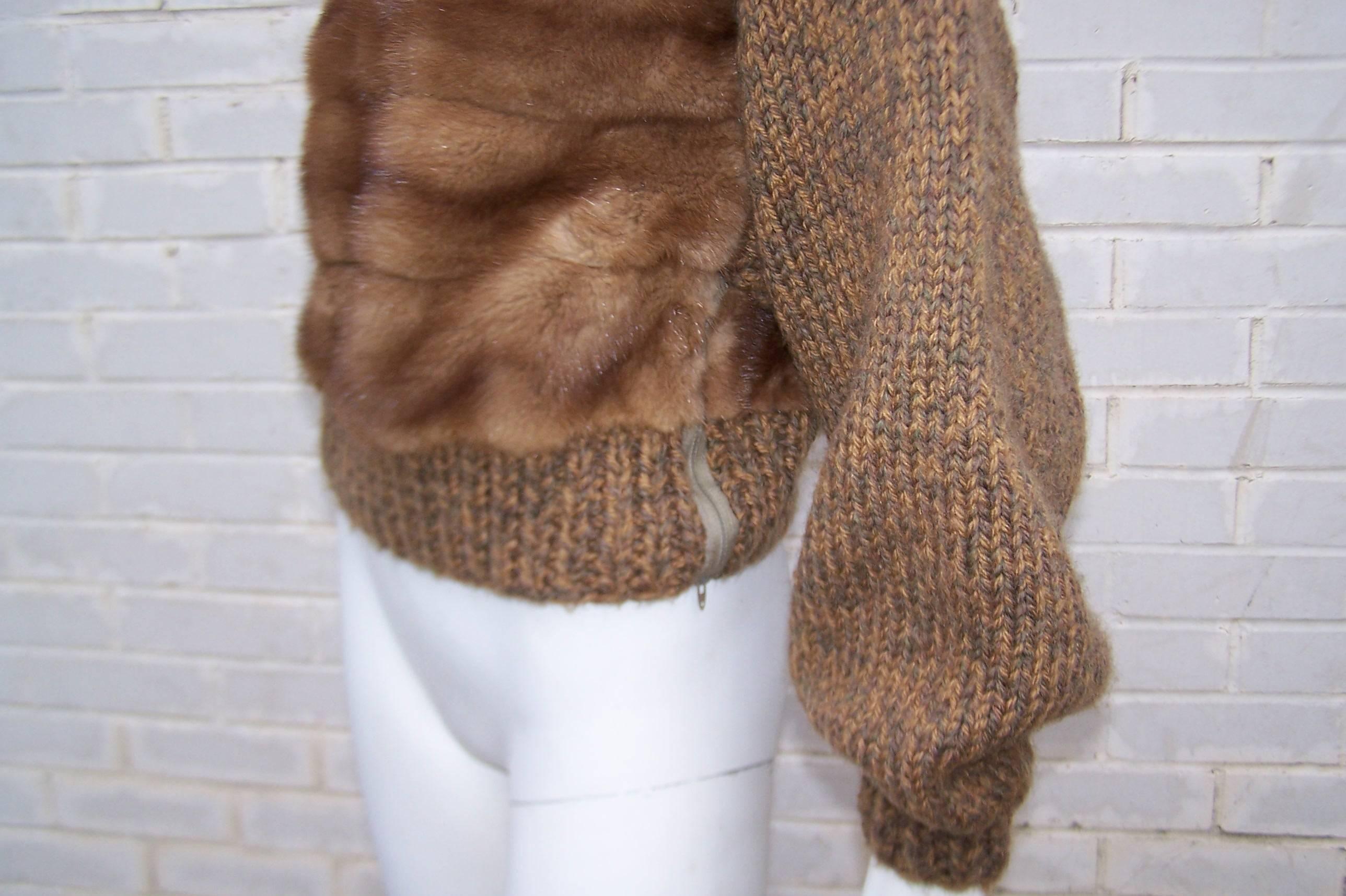 Cozy 1960's Mink Fur Sweater With Military Style Buttons 2