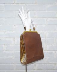 Stylecraft 1950's Leather & Gold Textured Vinyl Handbag