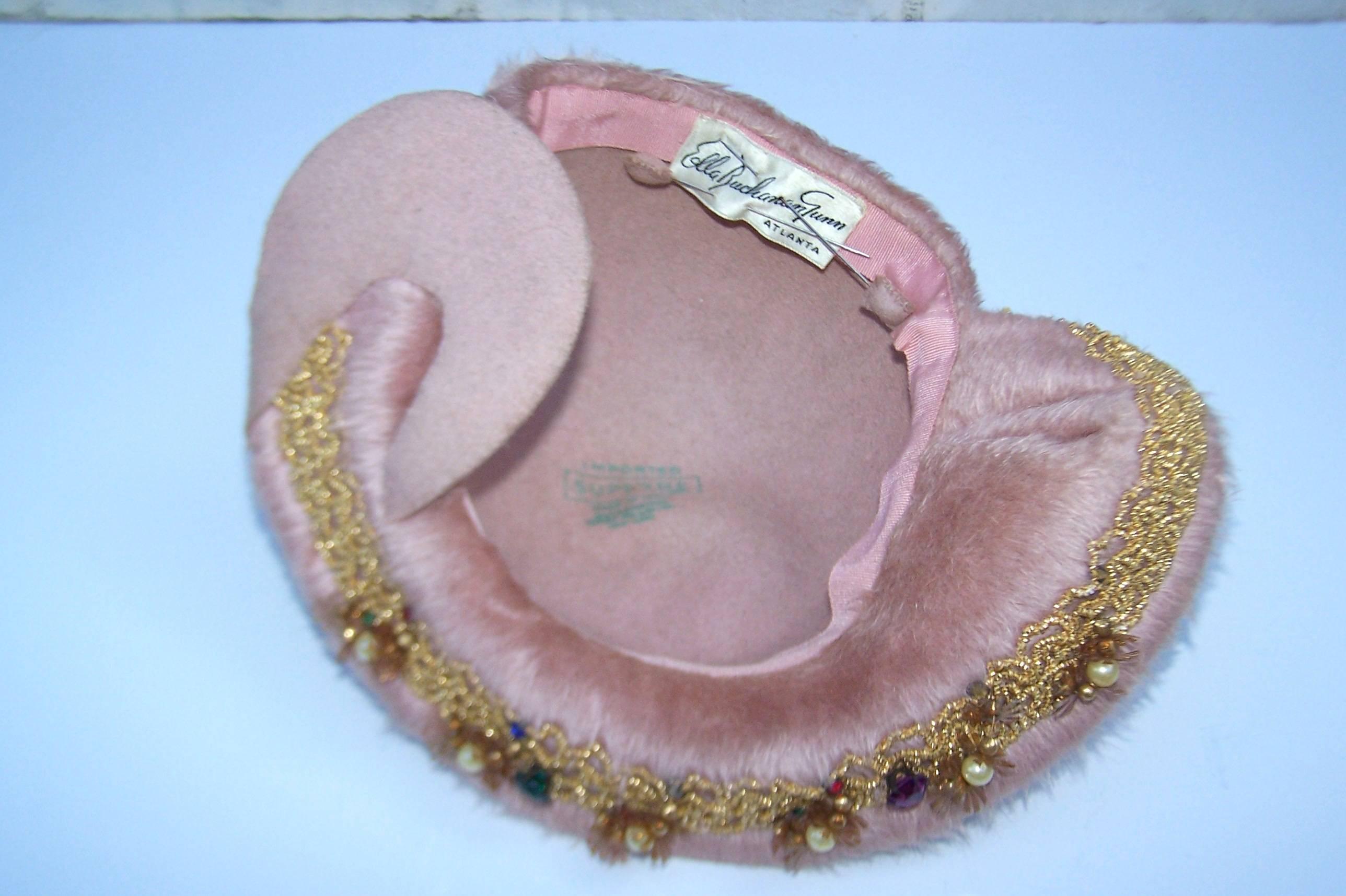 Ella Buchanan Gunn Mauve Mohair Wool Hat With Beaded Brim 4