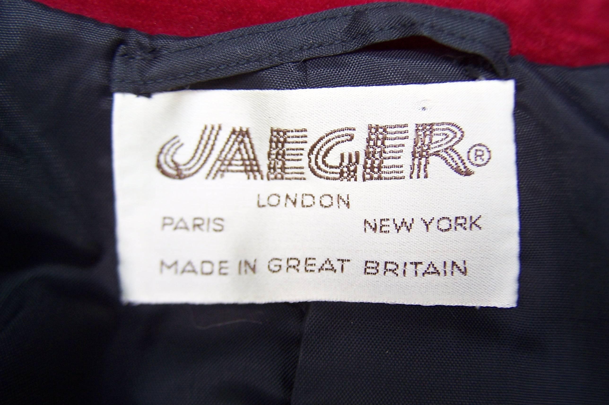 C.1980 Jaeger Cherry Red Velvet Bellhop Style Jacket 1