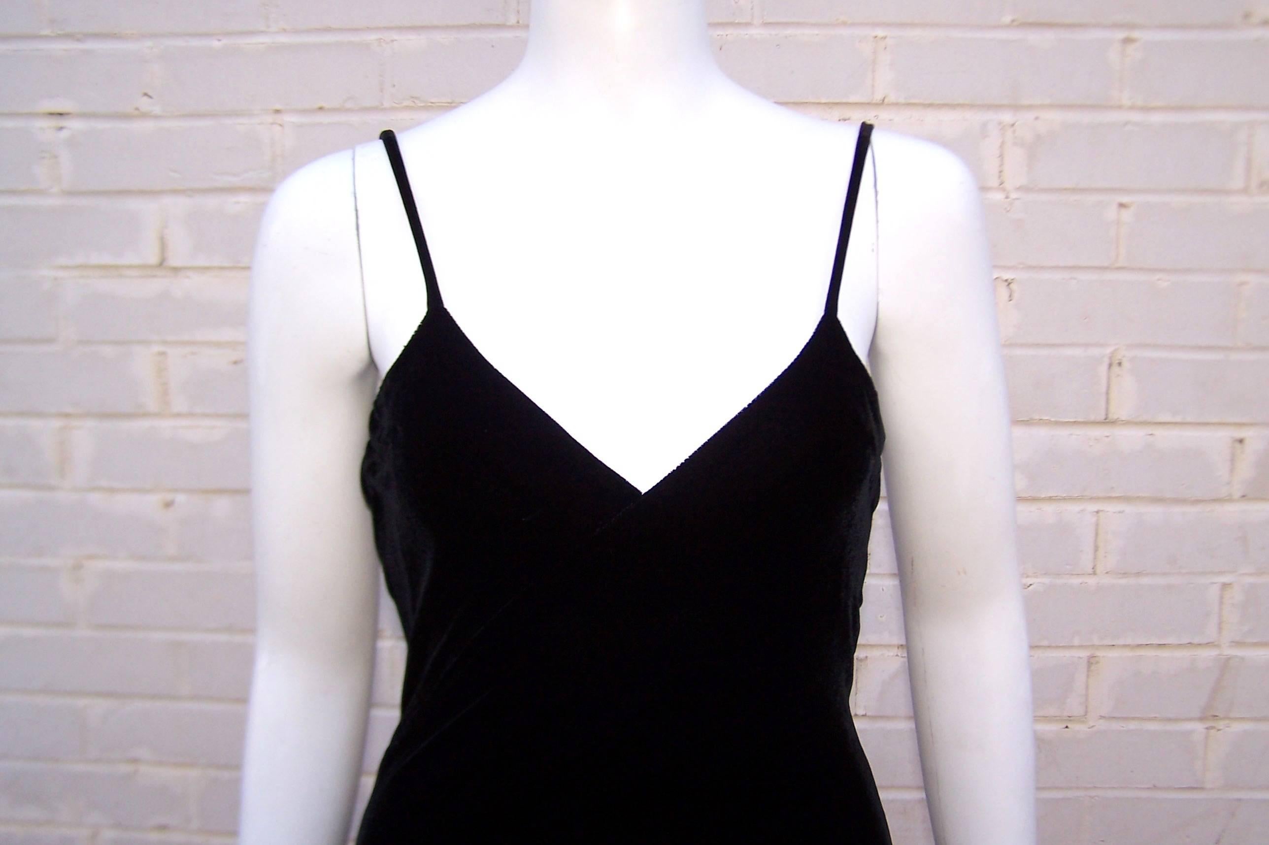 Femme Fatale 1990's Severin Black Bias Cut Slinky Velvet Dress 2