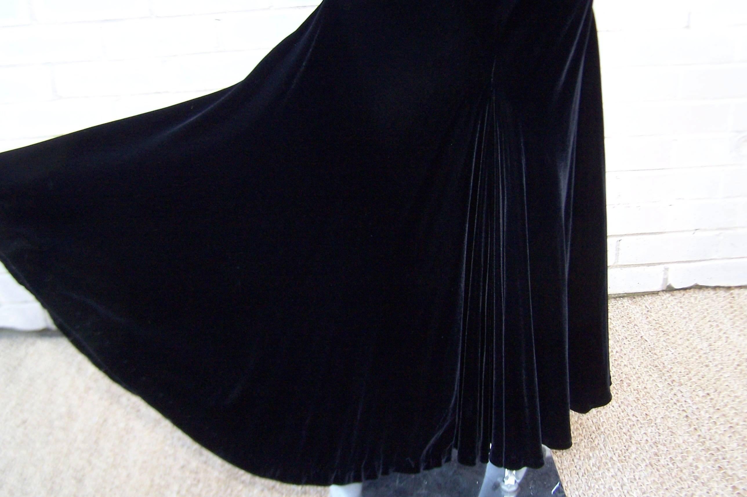 Femme Fatale 1990's Severin Black Bias Cut Slinky Velvet Dress 4