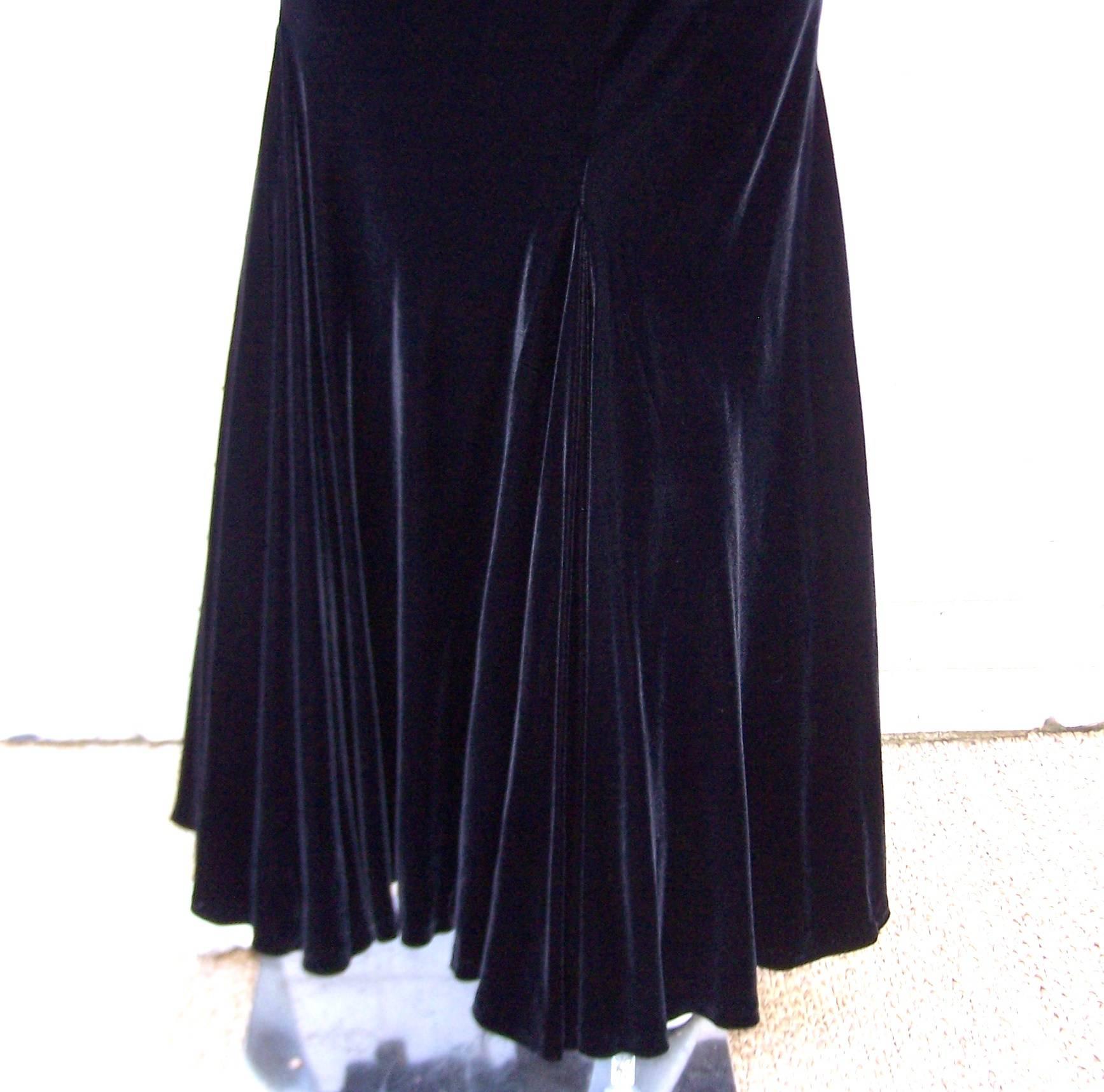 Femme Fatale 1990's Severin Black Bias Cut Slinky Velvet Dress 5