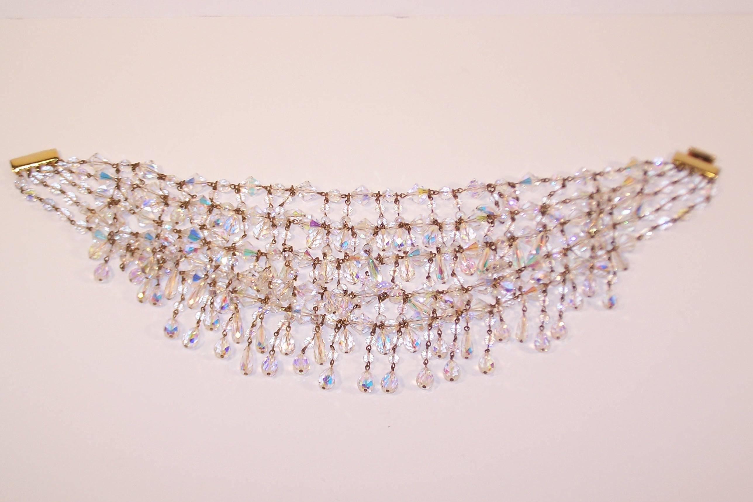 Cascading 1980's Multi Strand Crystal Chandelier Necklace 2
