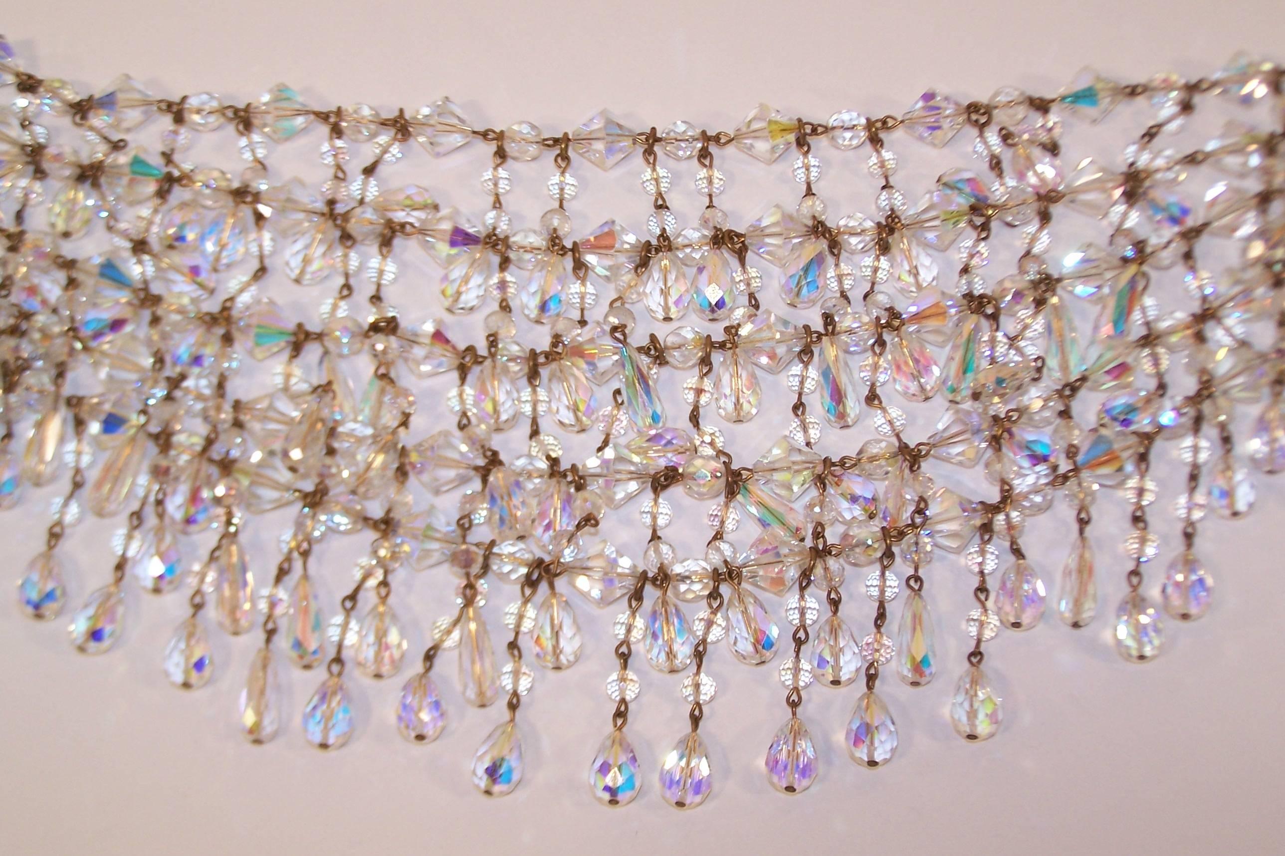 Cascading 1980's Multi Strand Crystal Chandelier Necklace 4