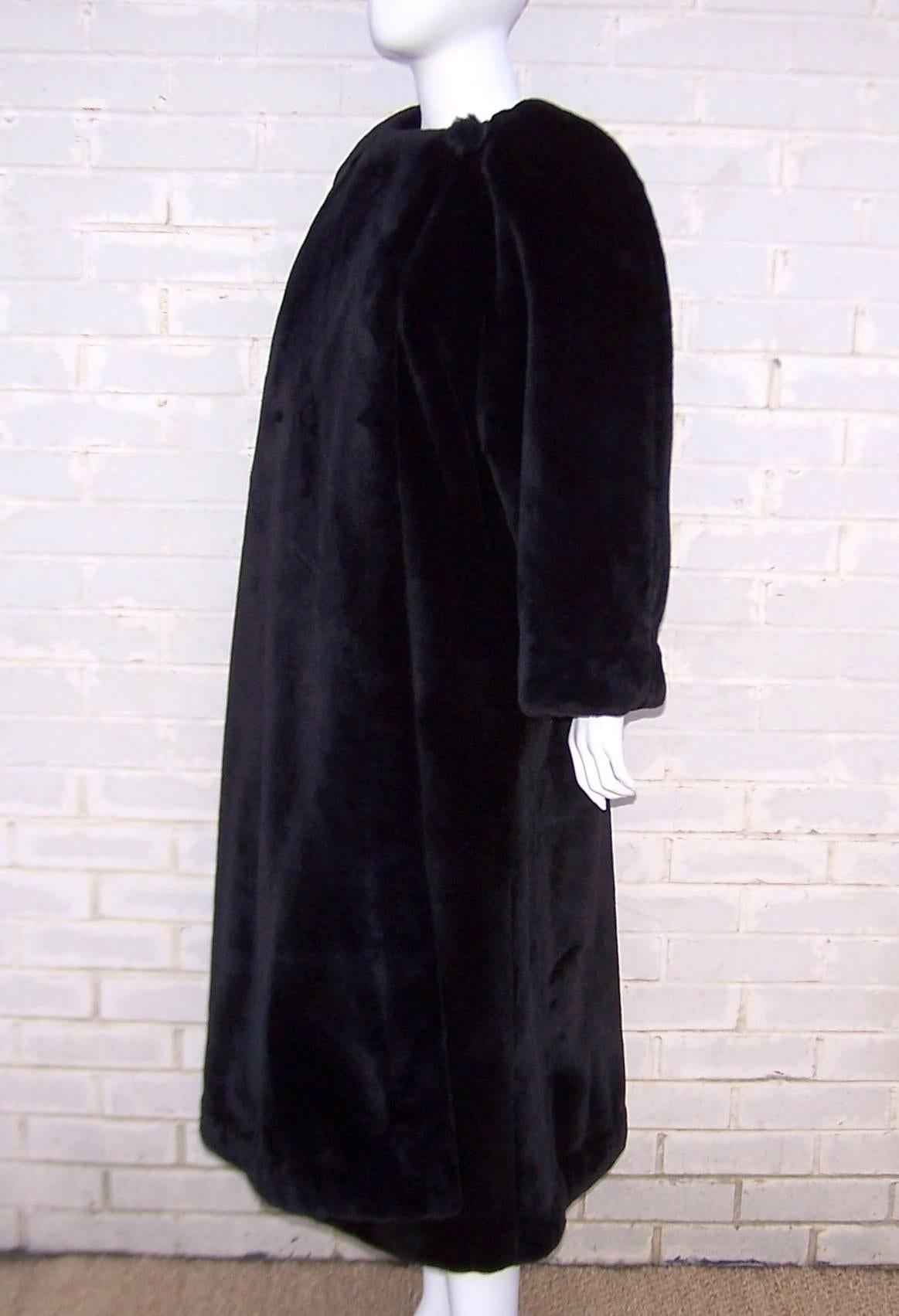 Women's Fabulous 1980's Sonia Rykiel Black Faux Fur Coat
