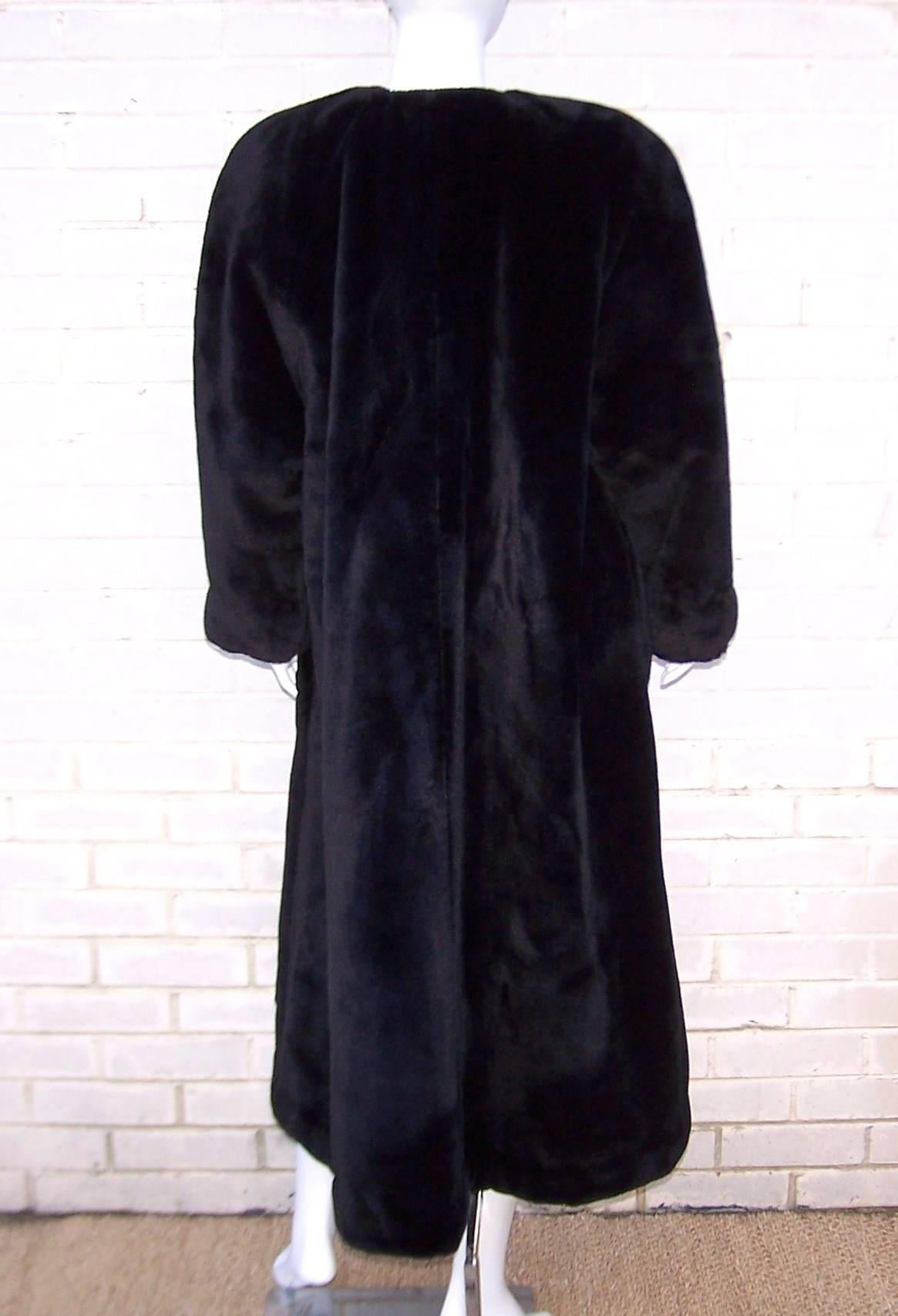 Fabulous 1980's Sonia Rykiel Black Faux Fur Coat 2